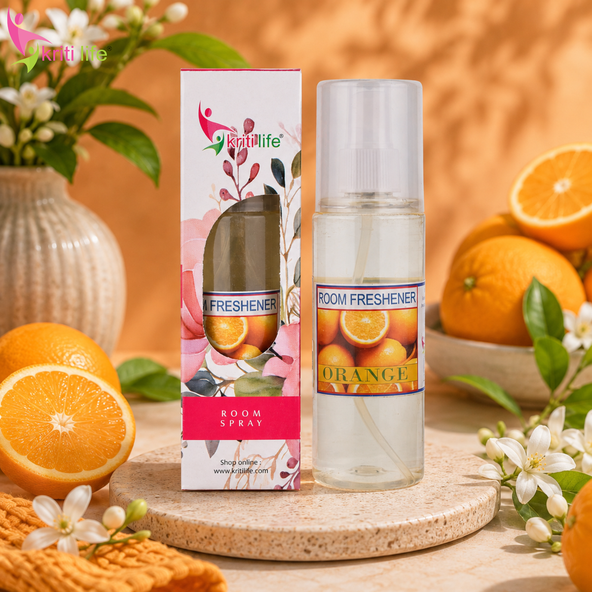 Orange Room Spray - 165 ML Long-Lasting Fragrance for Home &amp; Office.