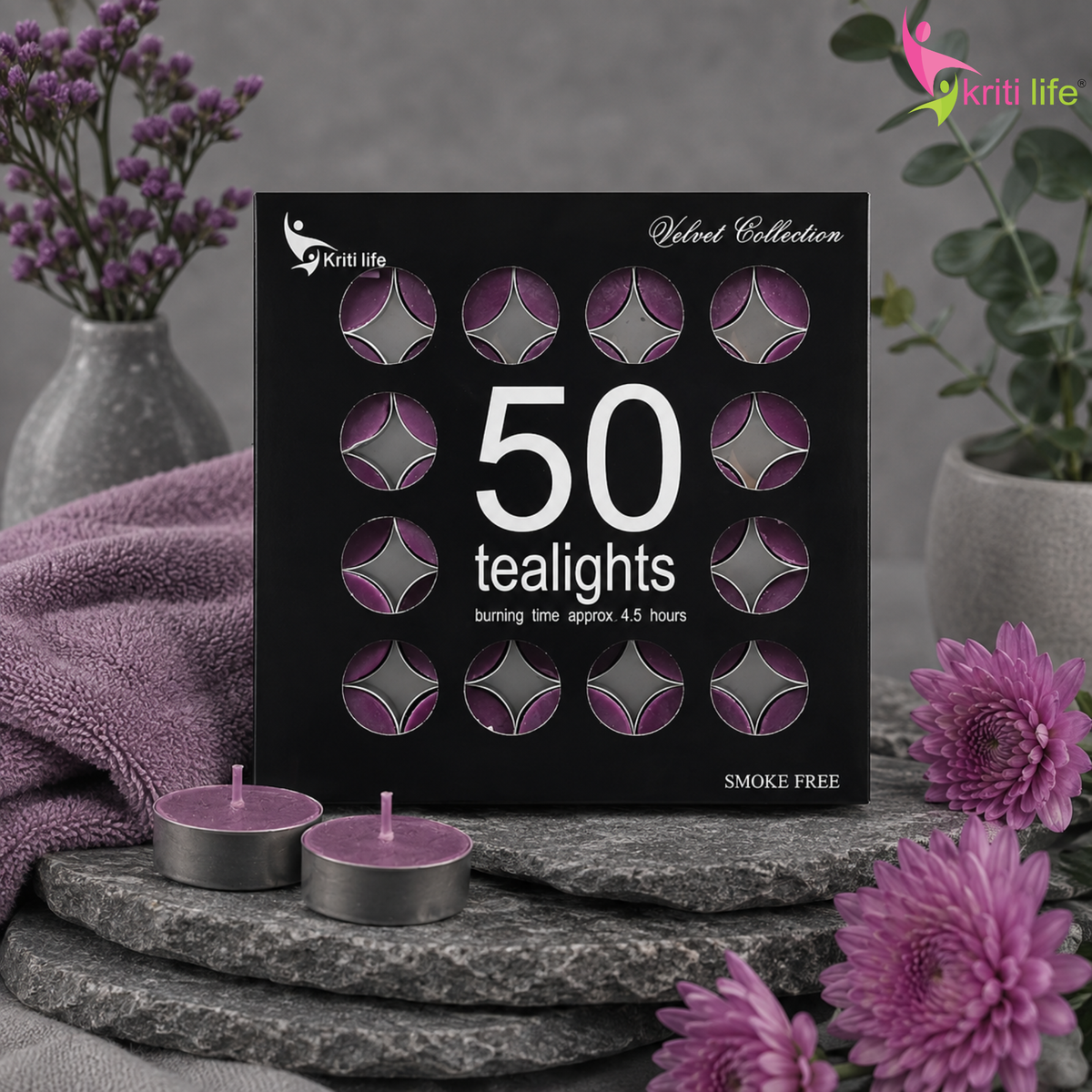 Lavender Scented Tealight Candles | 4.5 Hour Burn | Set of 50.