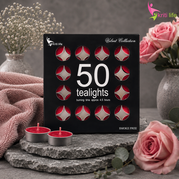 Rose Scented Tealight Candles | 4.5 Hour Burn | Set of 50