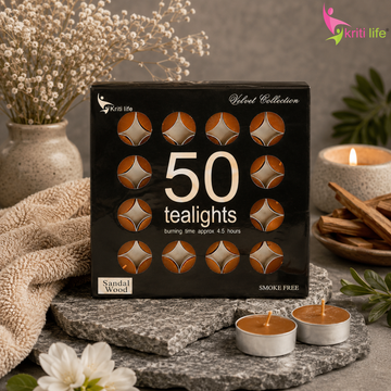 Sandalwood Scented Tealight Candles | 4.5 Hour Burn | Set of 50