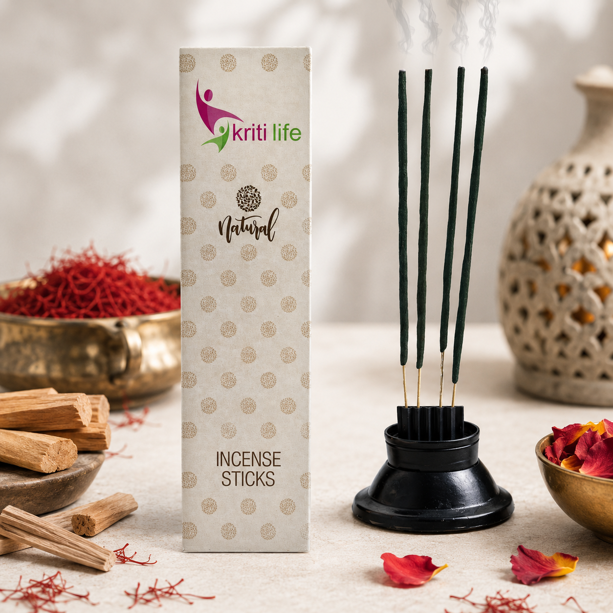 Kesar Chandan Incense Sticks - 100 Pcs Perfect for Puja &amp; Relaxation