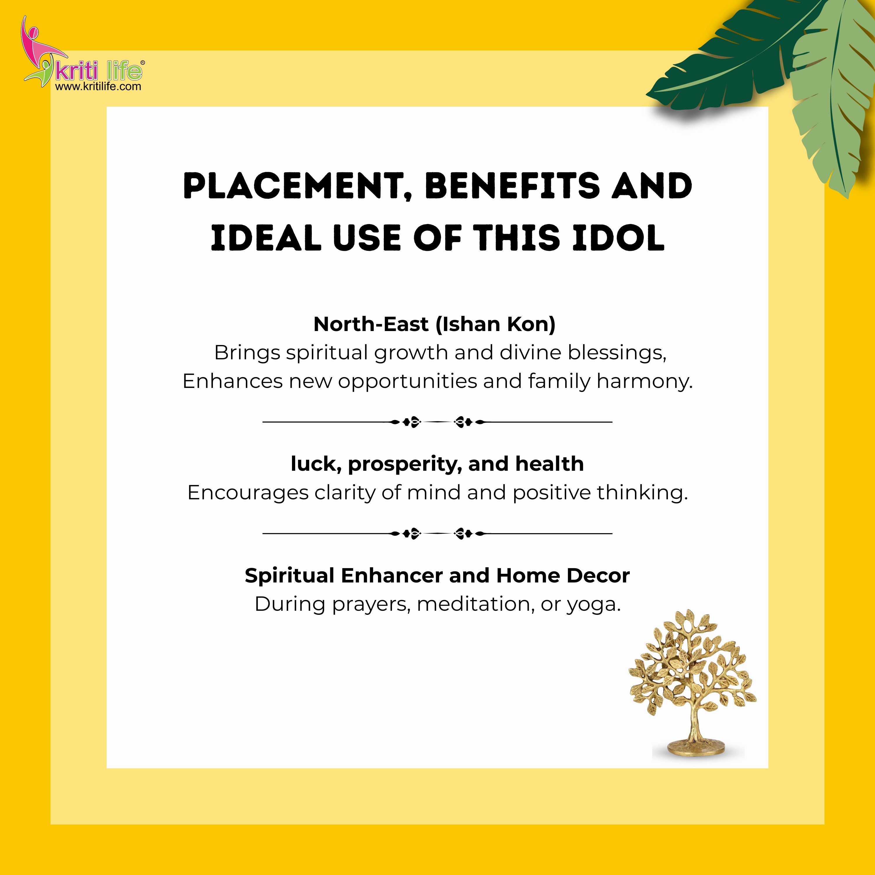 Brass Kalpvriksha Tree – Wish Fulfilling Tree 7 inches for Home Decor & Vastu, Prosperity & Good Luck