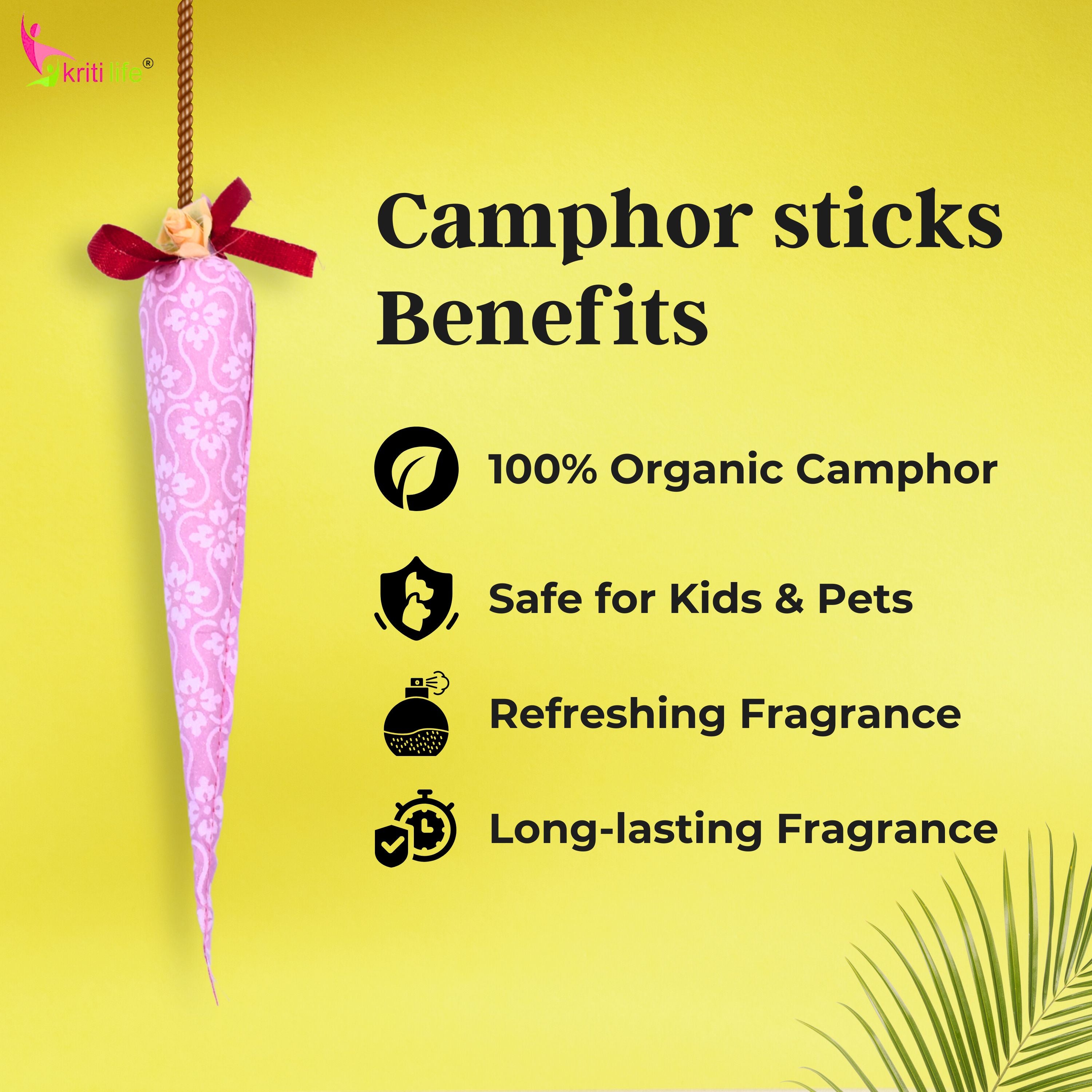Camphor Sticks Pack of 3 | Organic Air Freshener for Car, Home, Bathroom & Meditation | Long-Lasting Fragrance | Natural Camphor Aroma