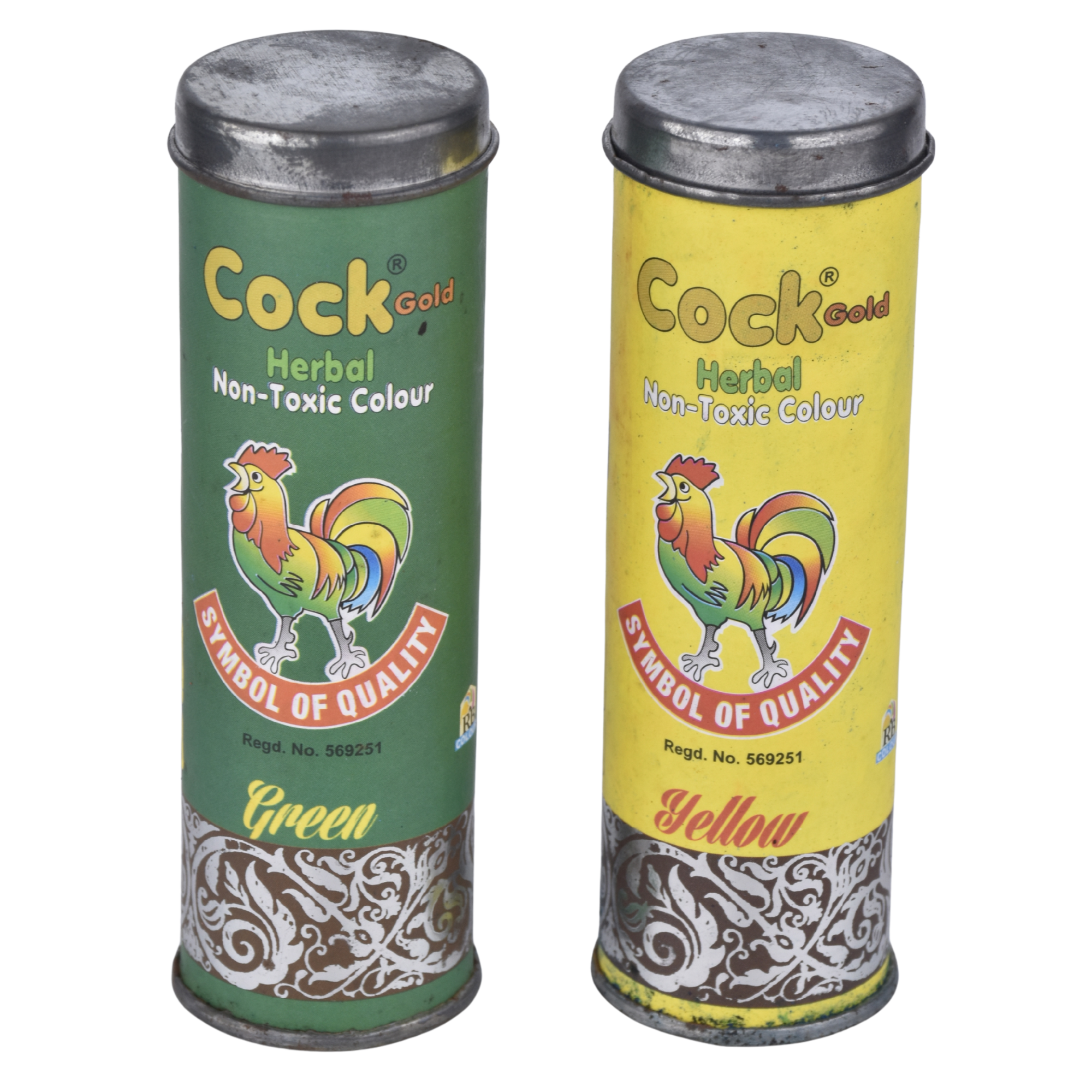 Holi Pakka Colour Metal Dibbi Pack of 2 | Herbal Non-Toxic Colour