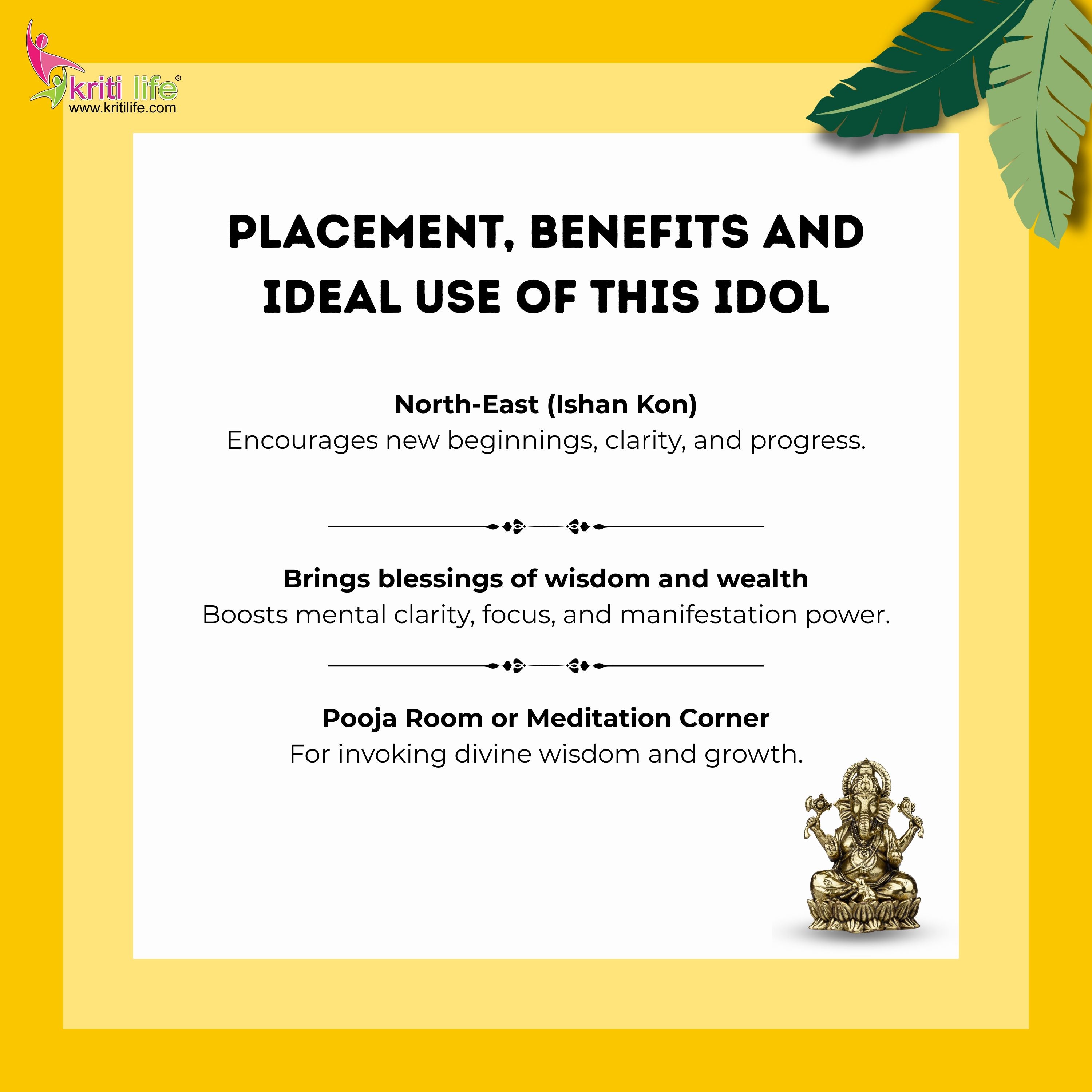 Brass Lord Ganesha Idol – Handcrafted Antique Finish Ganpati Statue for Home & Temple |Small size | 2 inches