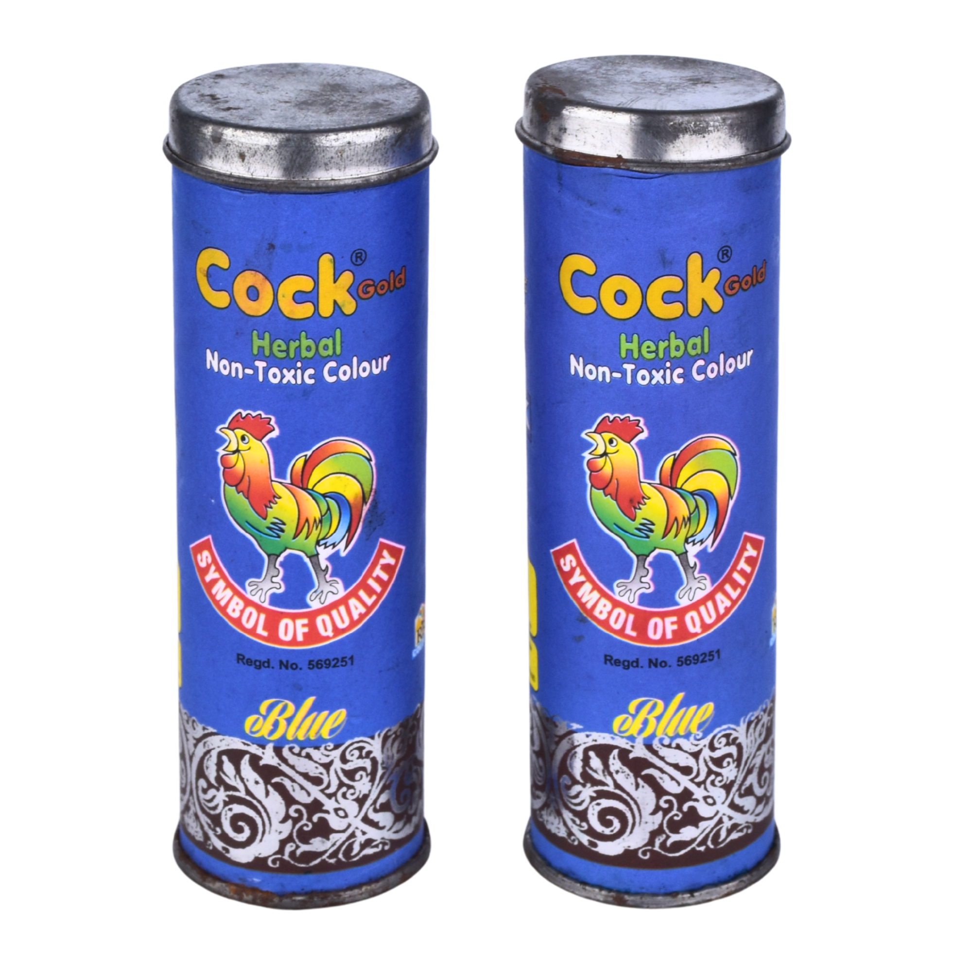 Holi Pakka Colour Metal Dibbi Pack of 2 | Herbal Non-Toxic Colour