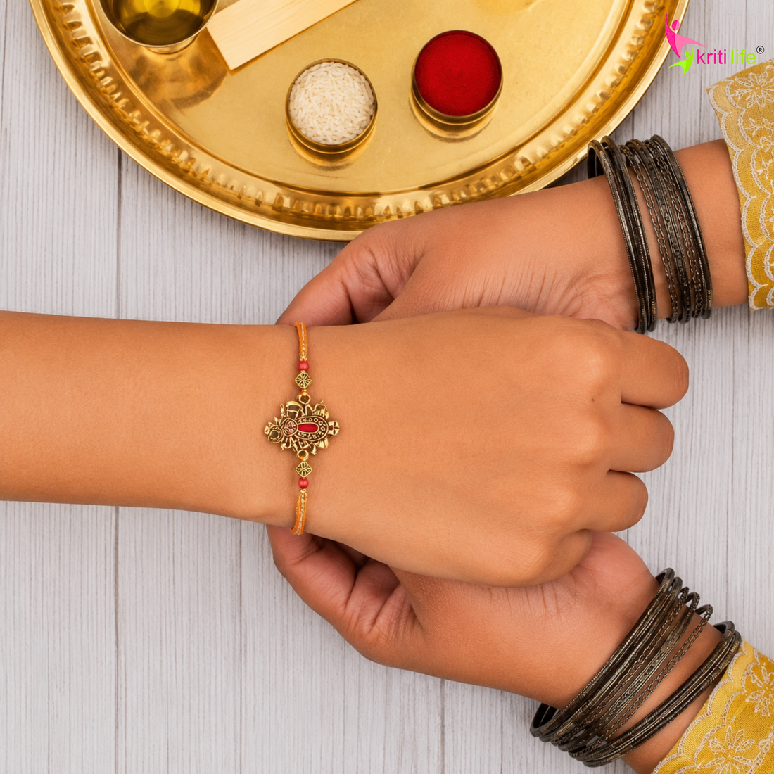 Handmade Shreenath Ji Rakhi with Golden Thread | Traditional Raksha Bandhan Rakhi