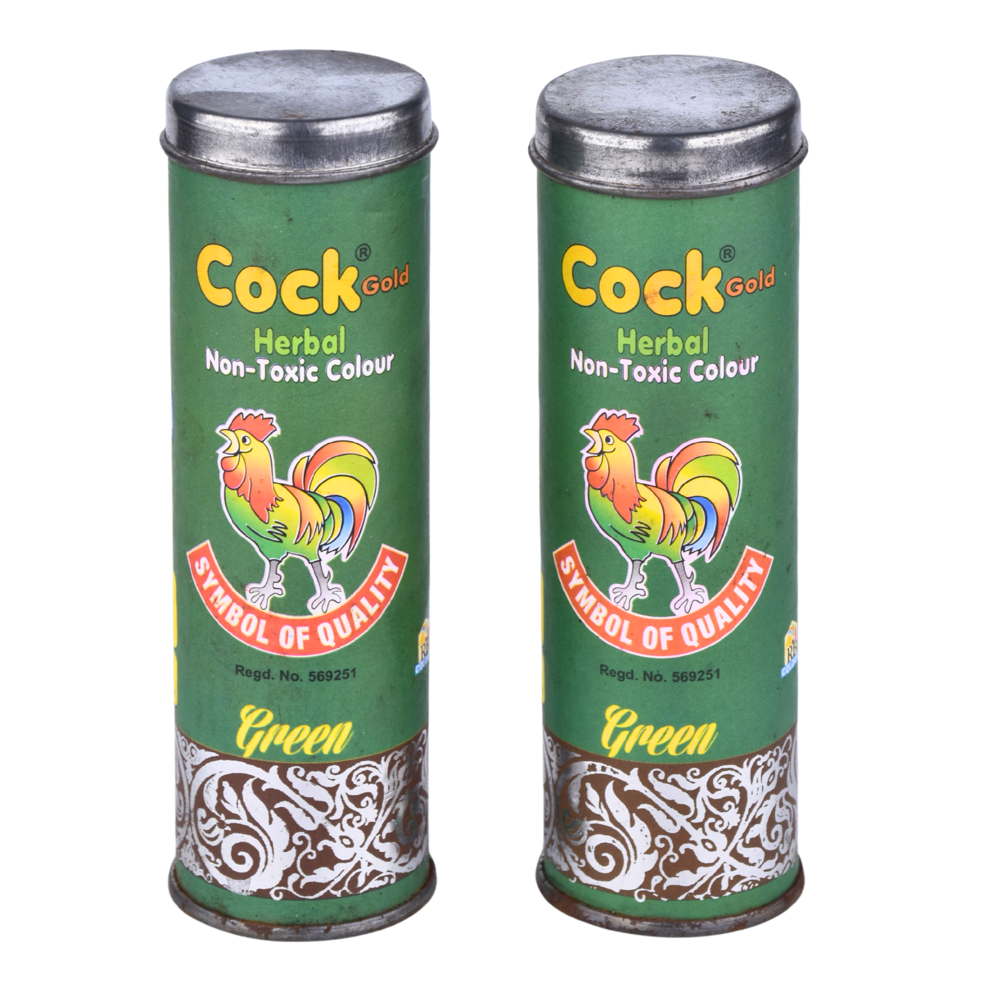 Holi Pakka Colour Metal Dibbi Pack of 2 | Herbal Non-Toxic Colour