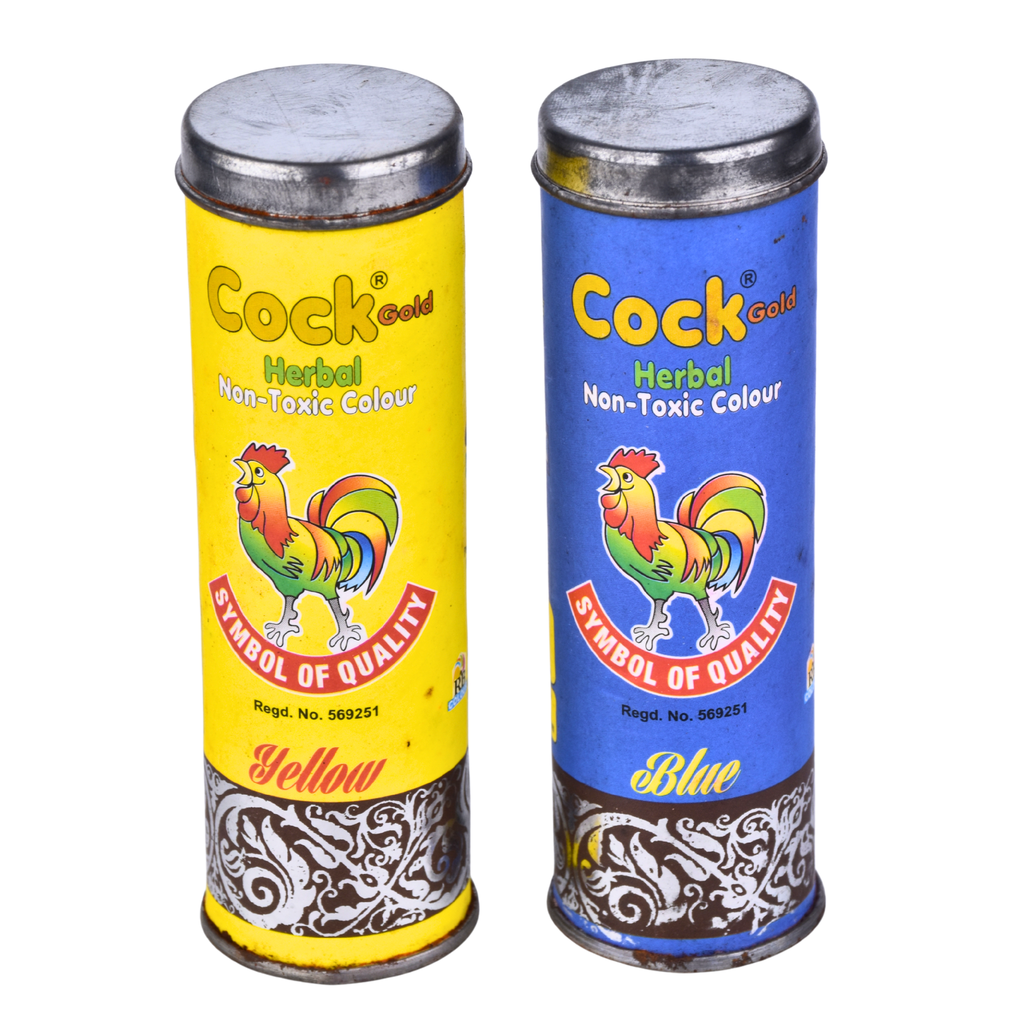 Holi Pakka Colour Metal Dibbi Pack of 2 | Herbal Non-Toxic Colour