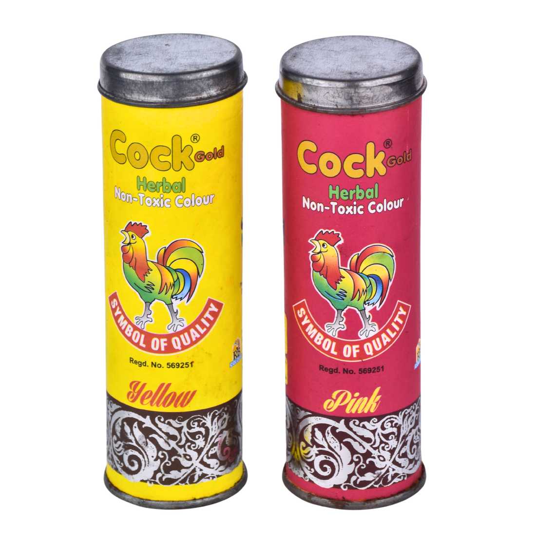 Holi Pakka Colour Metal Dibbi Pack of 2 | Herbal Non-Toxic Colour