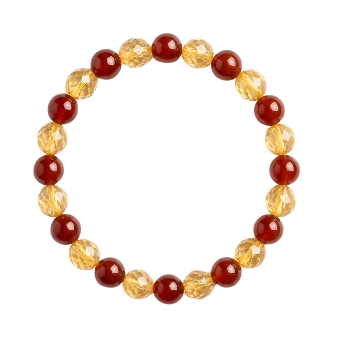 Carnelian and Citrine Bracelet - 5mm Diamond for Wealth, Confidence & Positive Energy