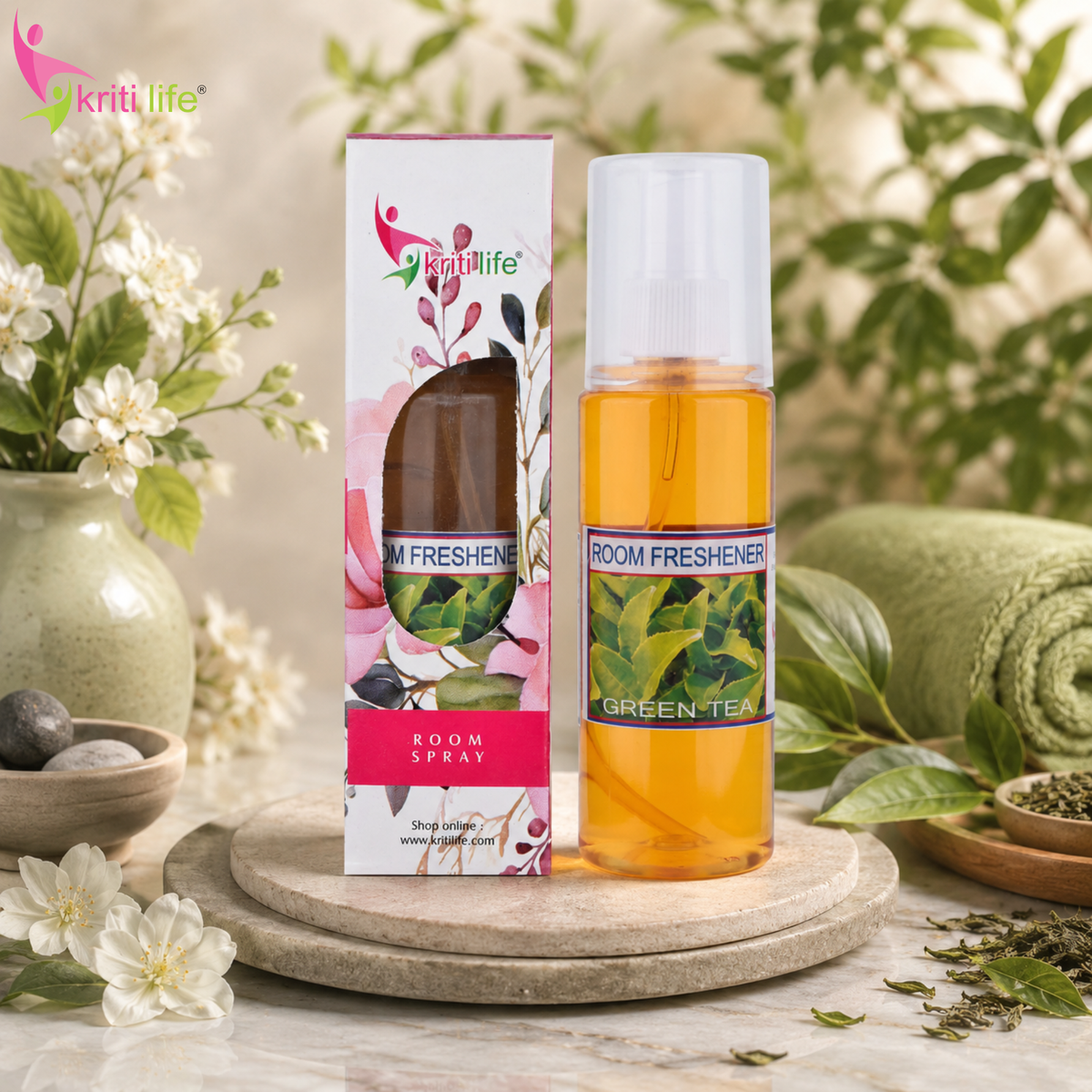 Green Tea - Room Spray - 165 ML Long-Lasting Fragrance for Home &amp; Office.