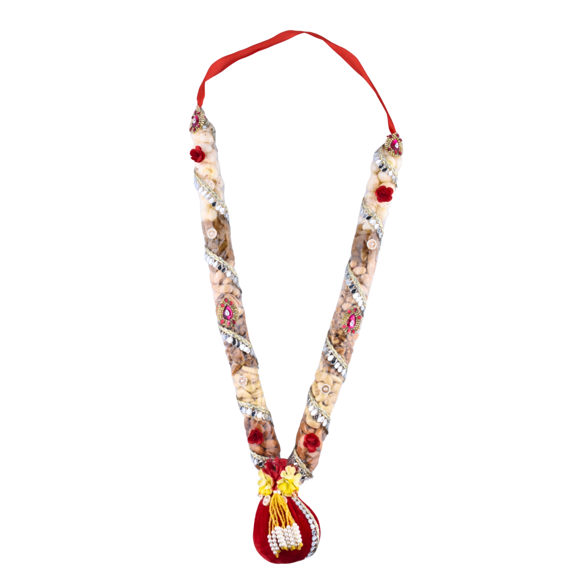 Holi Panchmeva Mala with Decorative Potli – Festive Dry Fruits Garland for Holi Celebration