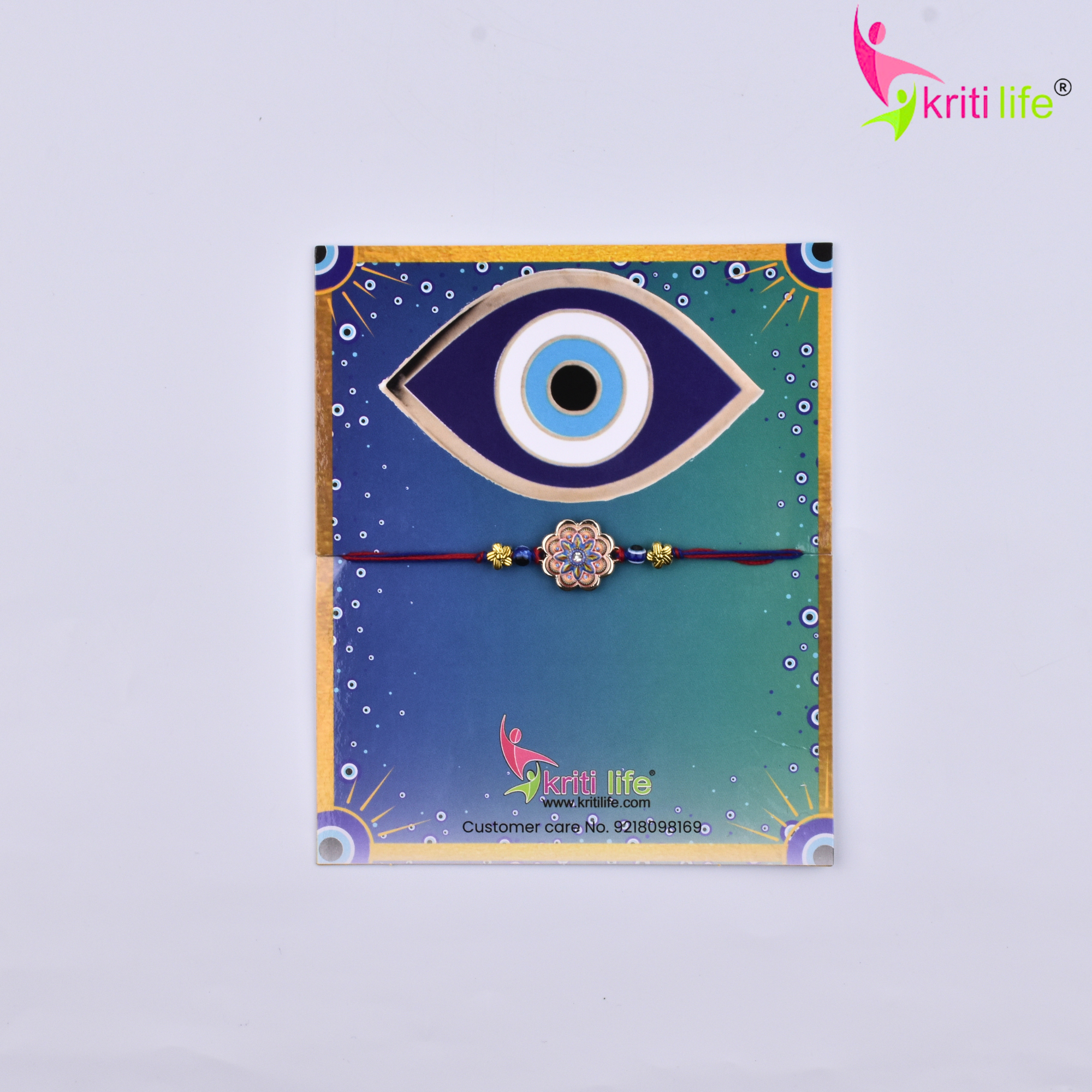 Handmade Floral Evil Eye Rakhi | Designer Raksha Bandhan Rakhi