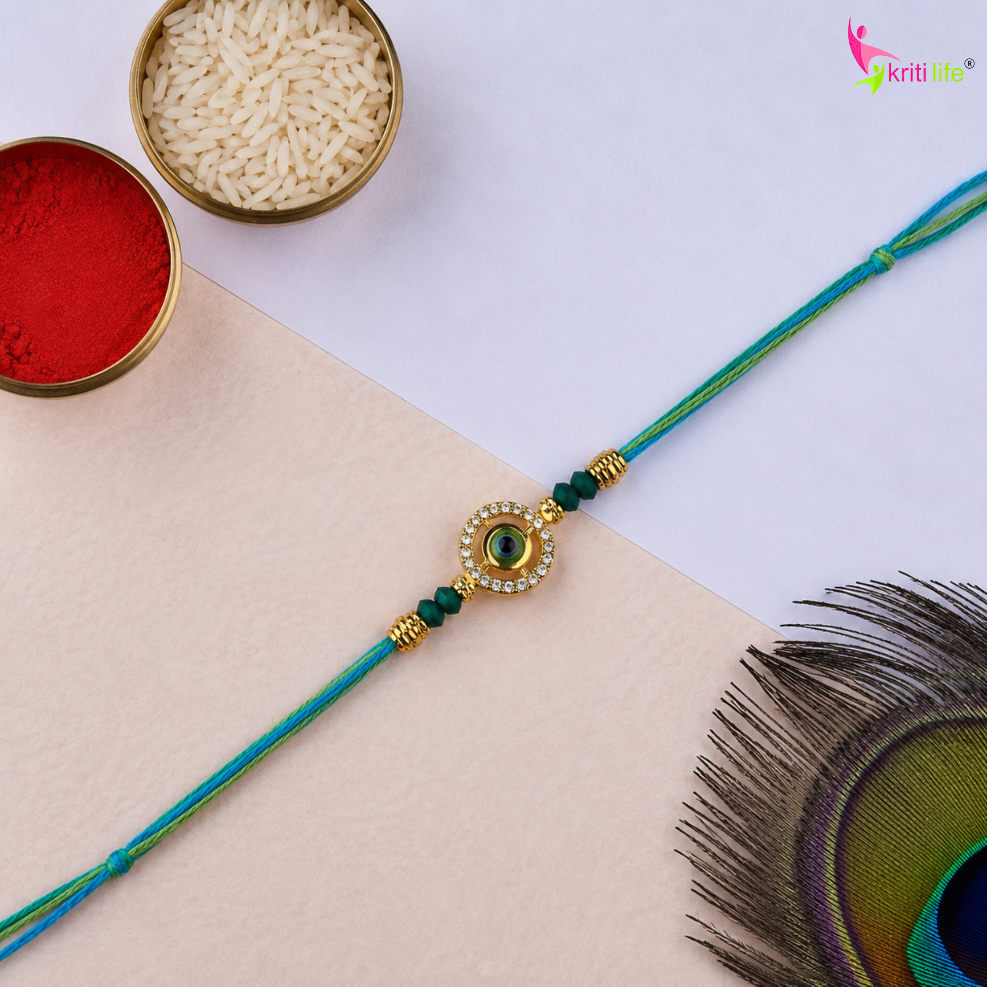 Mor Pankh Rakhi | Designer Peacock Feather Rakhi