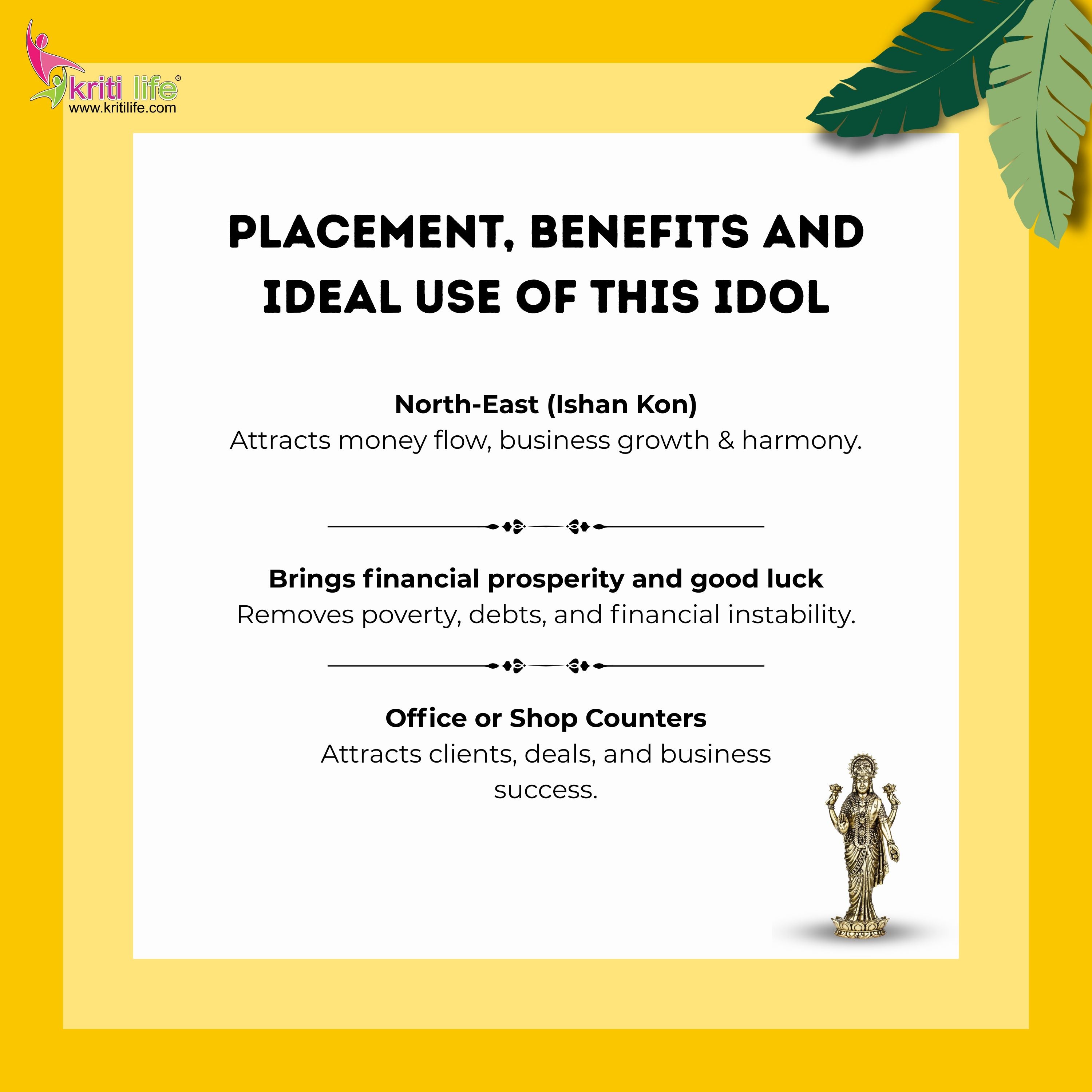 Brass Goddess Lakshmi Idol | 6 inches | for Pooja Room & Home Decor