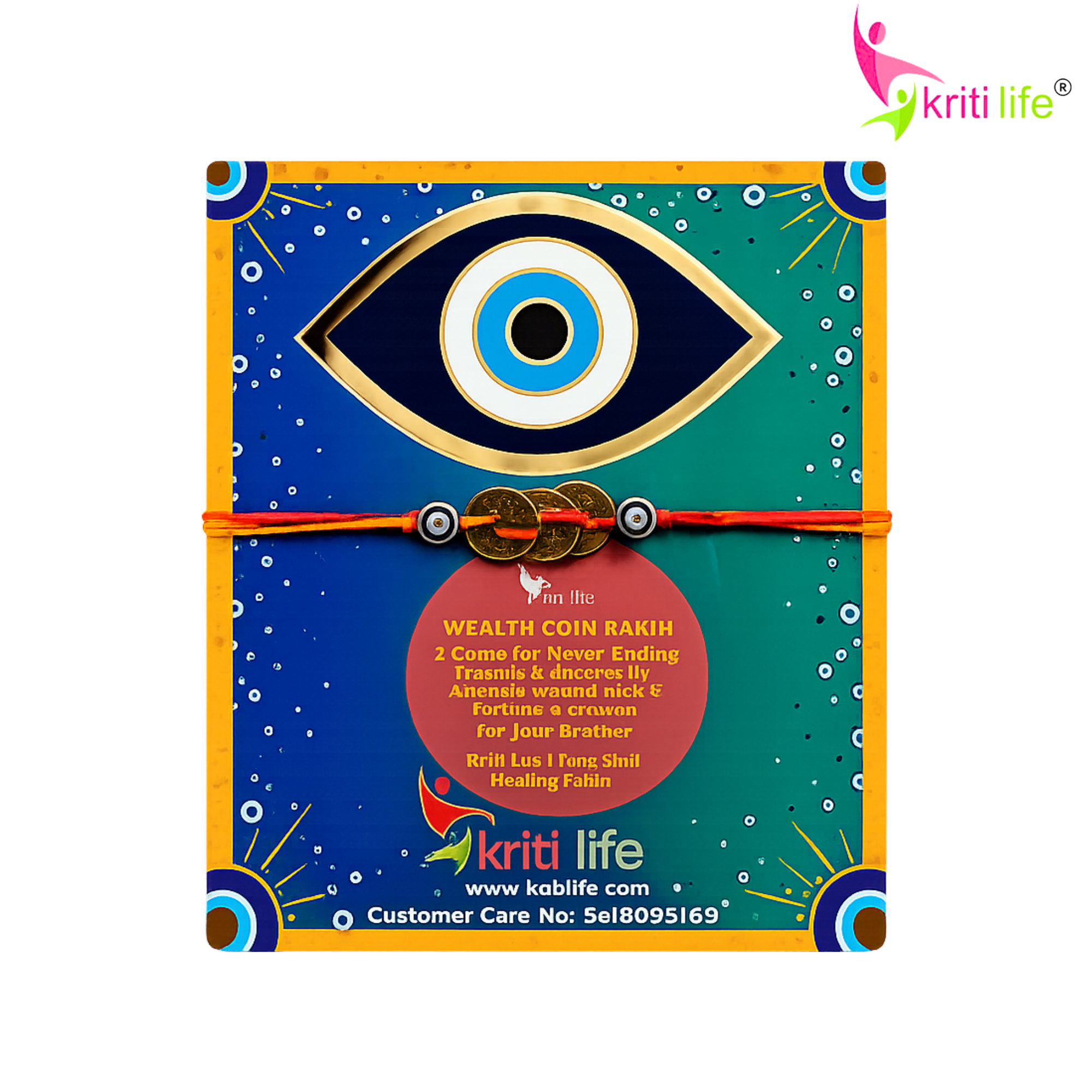 Wealth Coin Evil Eye Rakhi | Handmade Raksha Bandhan Rakhi