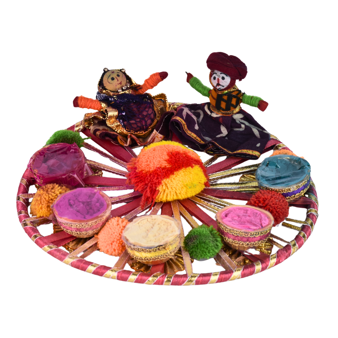 Holi Gulal Platter with Rajasthani Puppet | Designer Holi Thali