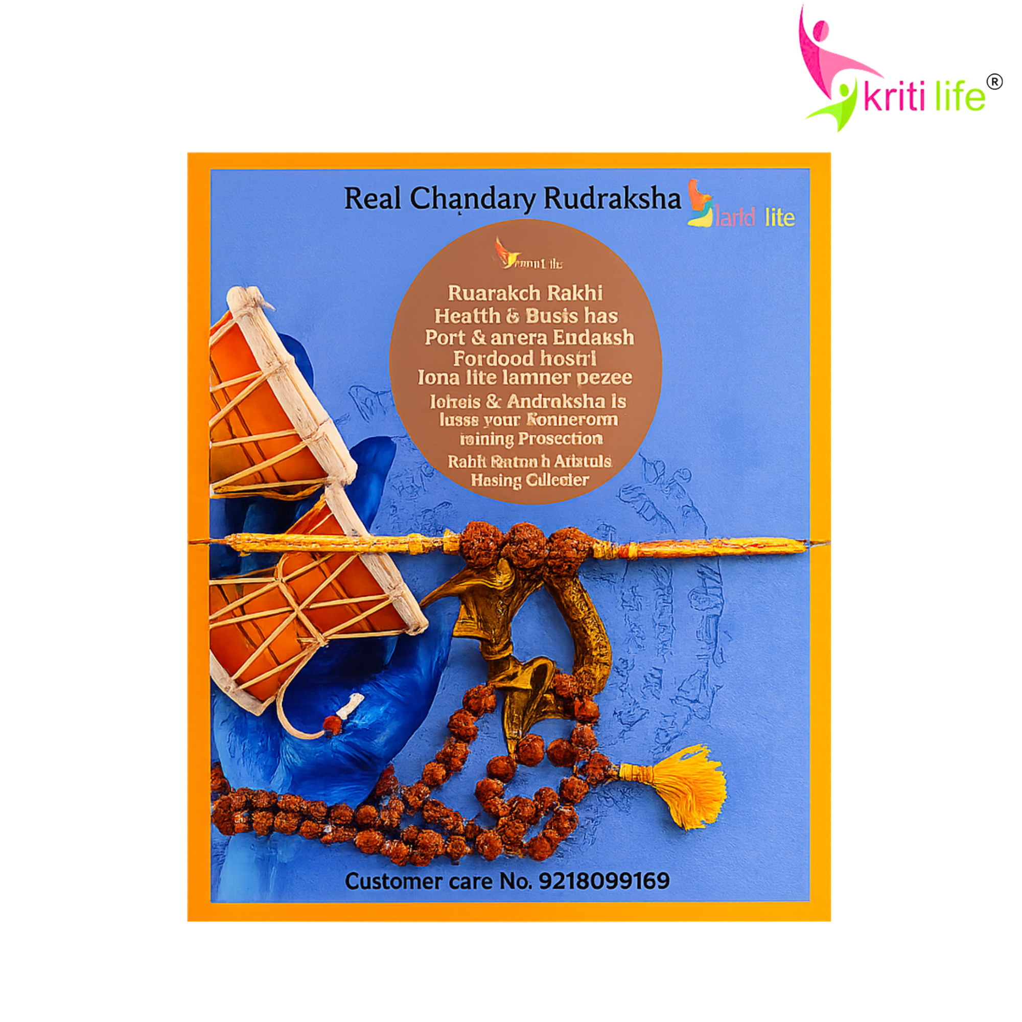 Rudraksha Rakhi |Spiritual Raksha Bandhan Rakhi Gift Set with Roli Chawal Platter