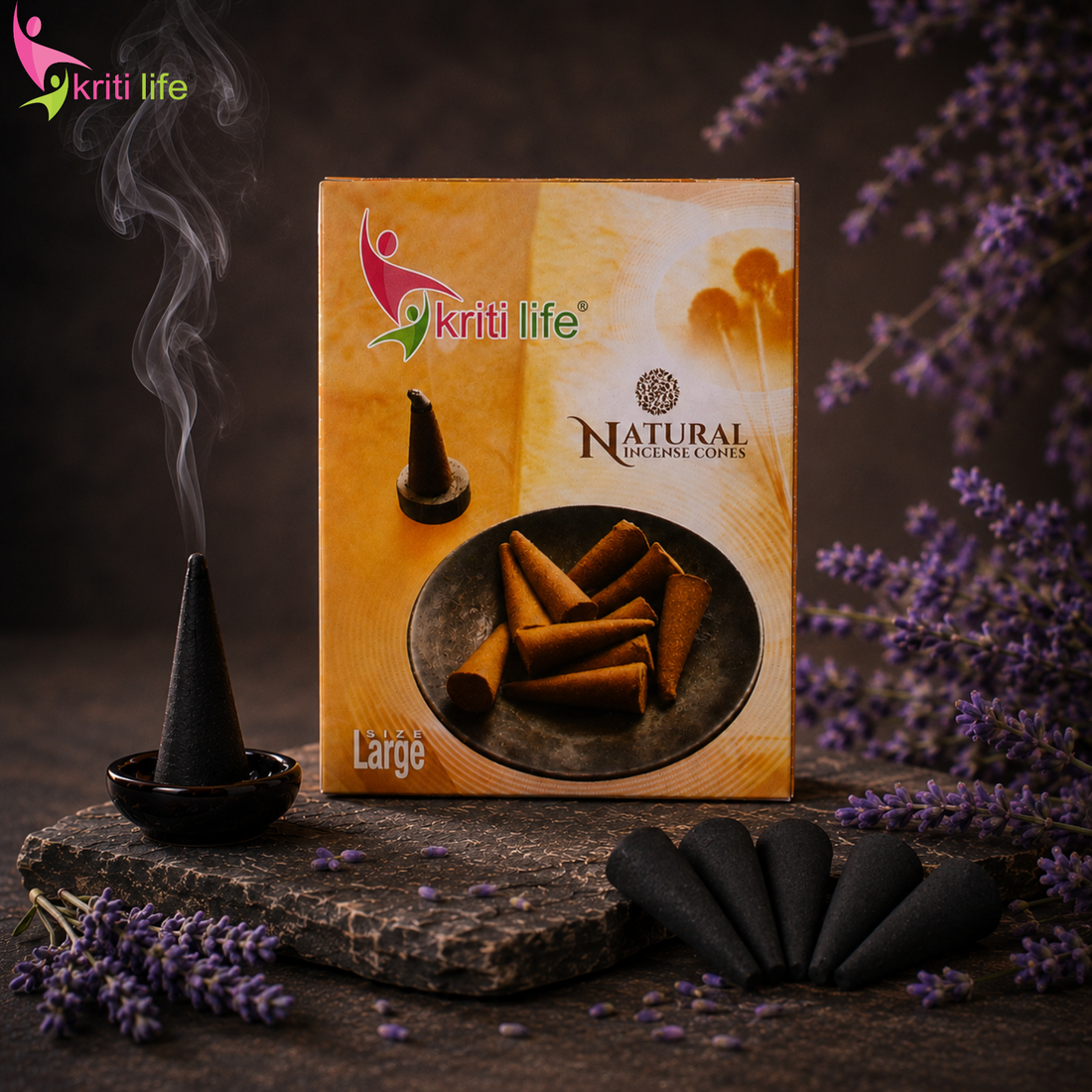 Lavender Incense Cone - 60 Pcs Burn Time 40 Minutes
