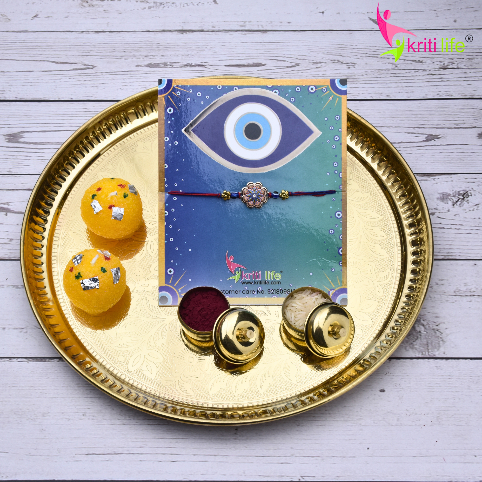 Handmade Floral Evil Eye Rakhi | Designer Raksha Bandhan Rakhi