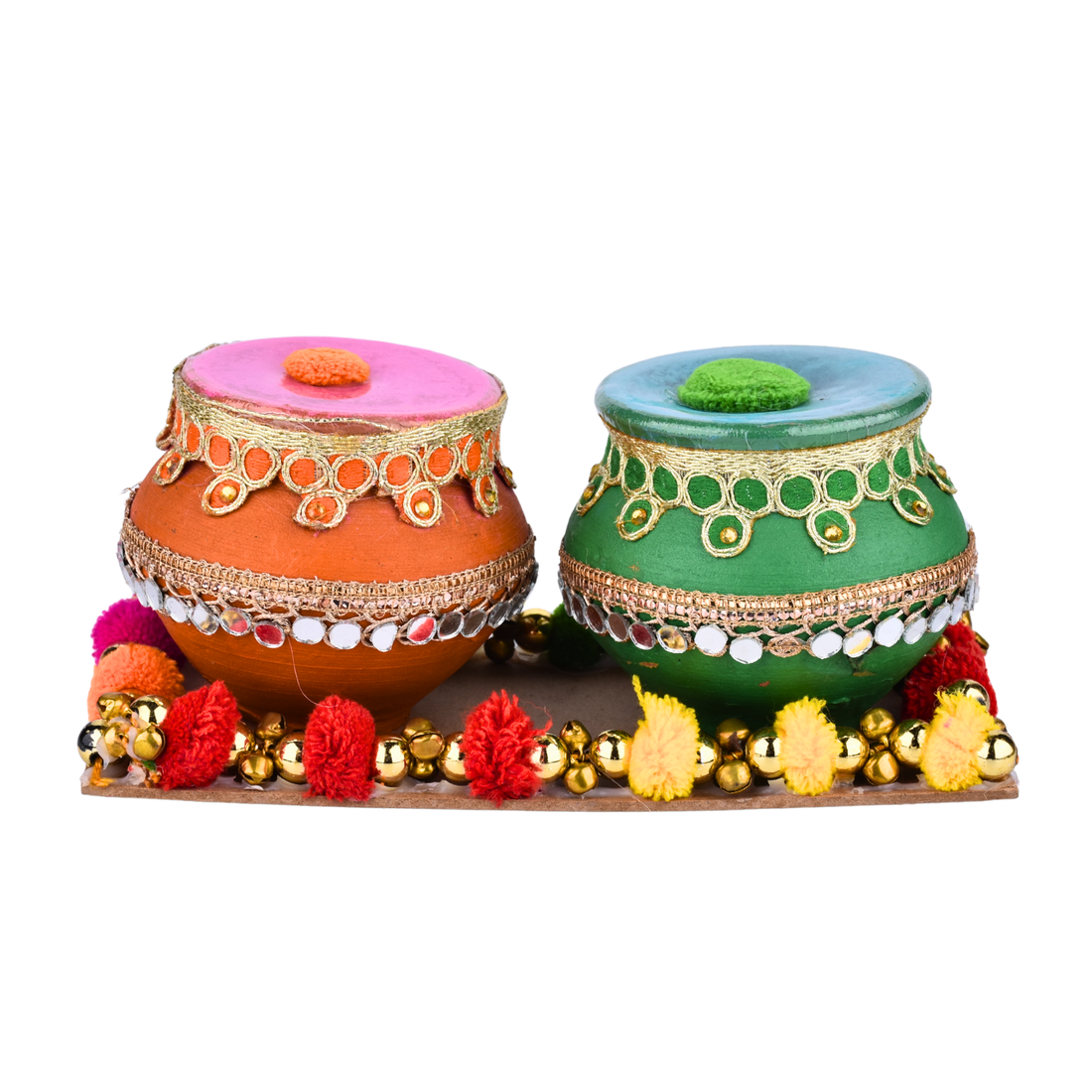 Decorative Holi Mataki Gulal Holder – Pack of 2 Colour Pots