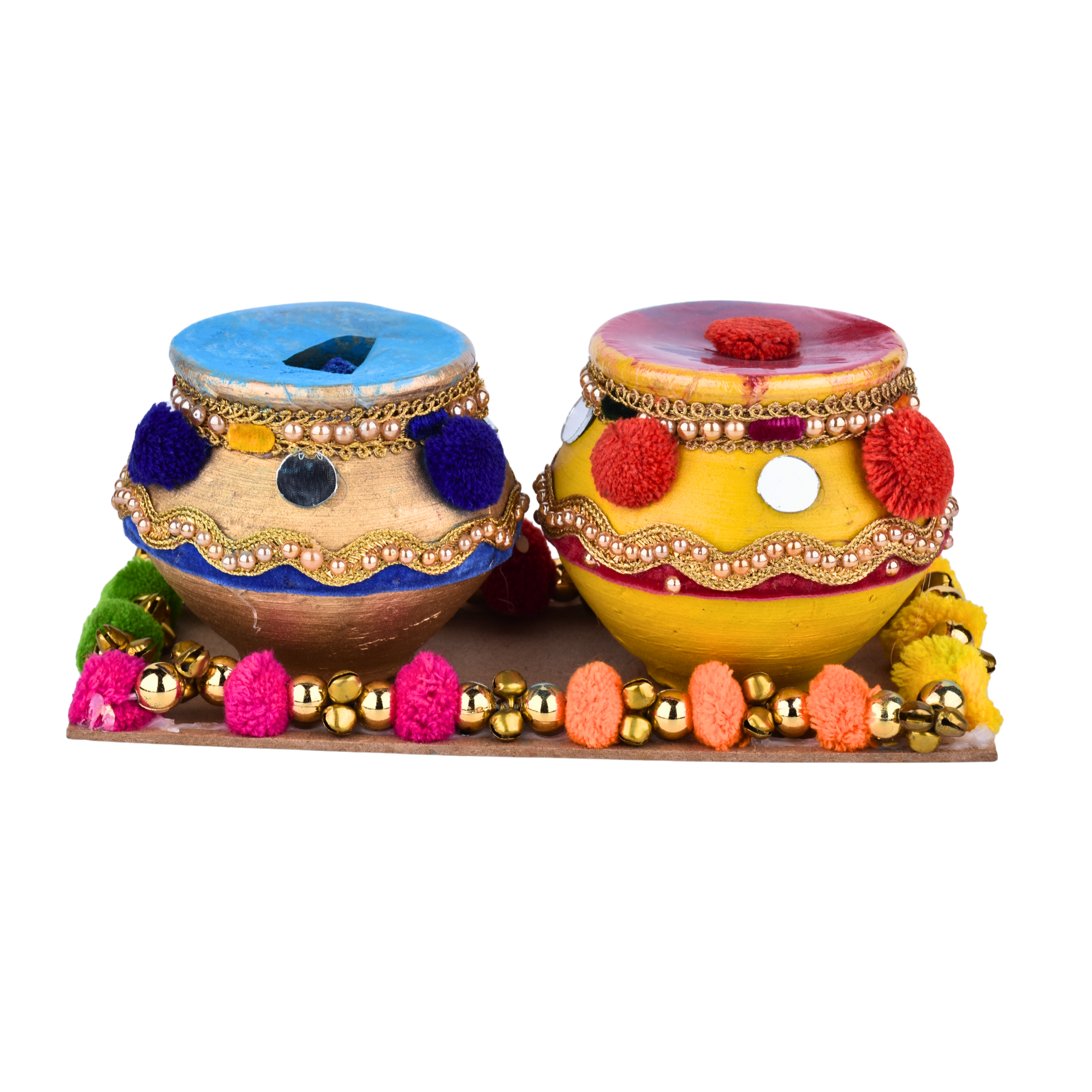 Decorative Holi Mataki Gulal Holder – Pack of 2 Colour Pots