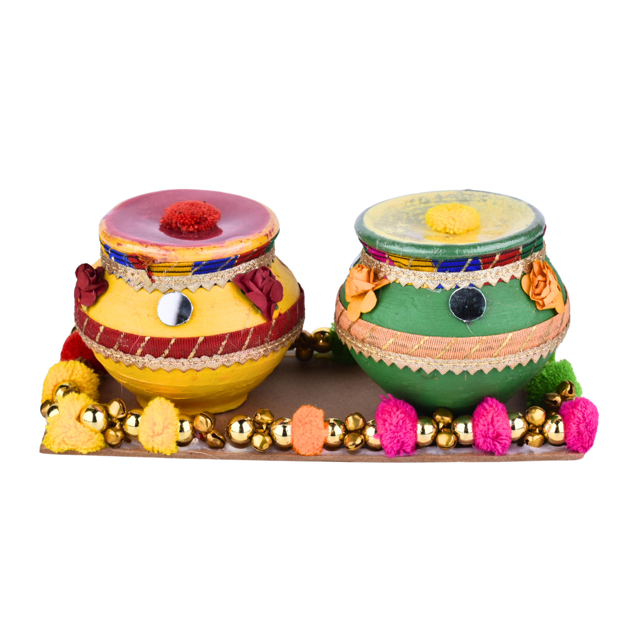 Decorative Holi Mataki Gulal Holder – Pack of 2 Colour Pots