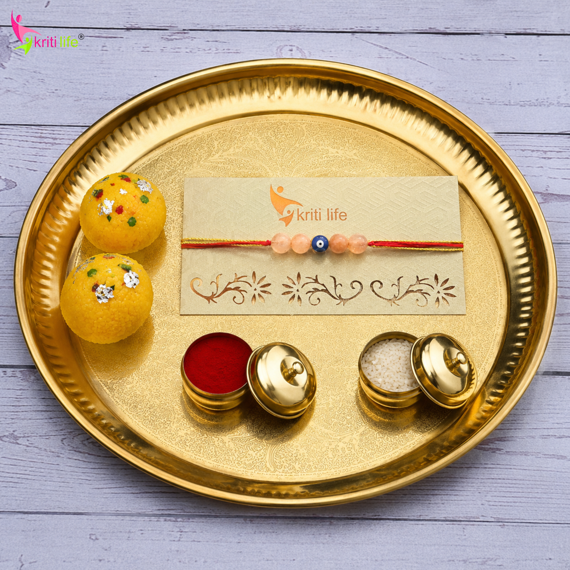 Handmade Evil Eye Rakhi with Citrine Beads