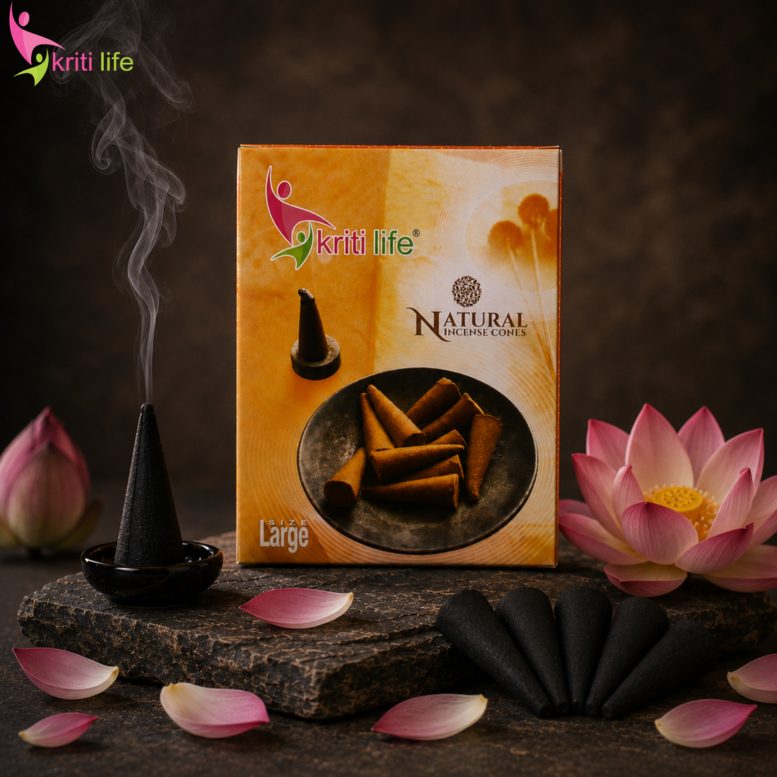 Lotus Incense Cone - 60 Pcs Burn Time 40 Minutes