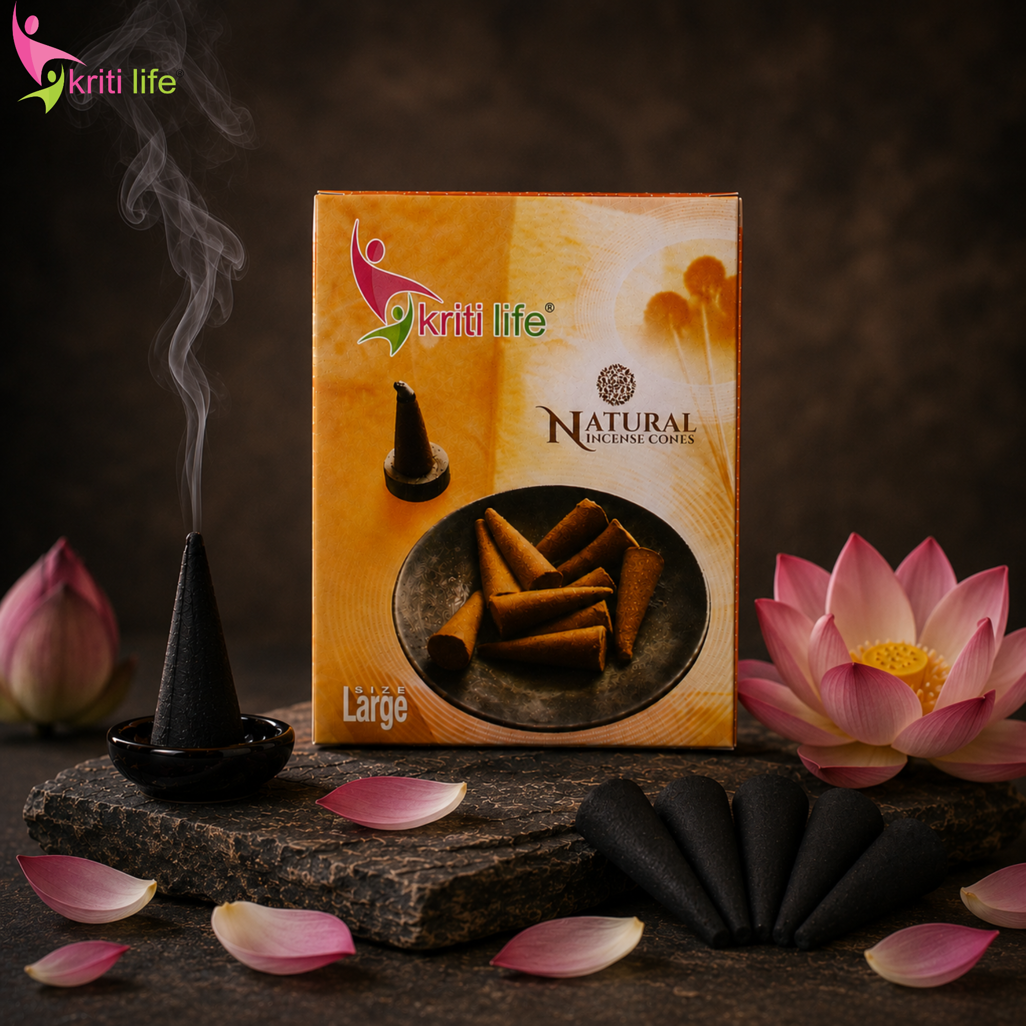 Lotus Incense Cone - 60 Pcs Burn Time 40 Minutes