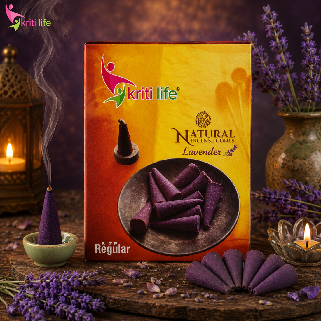 Lavender Incense Cone - 150 Pcs Burn Time 20 Minutes