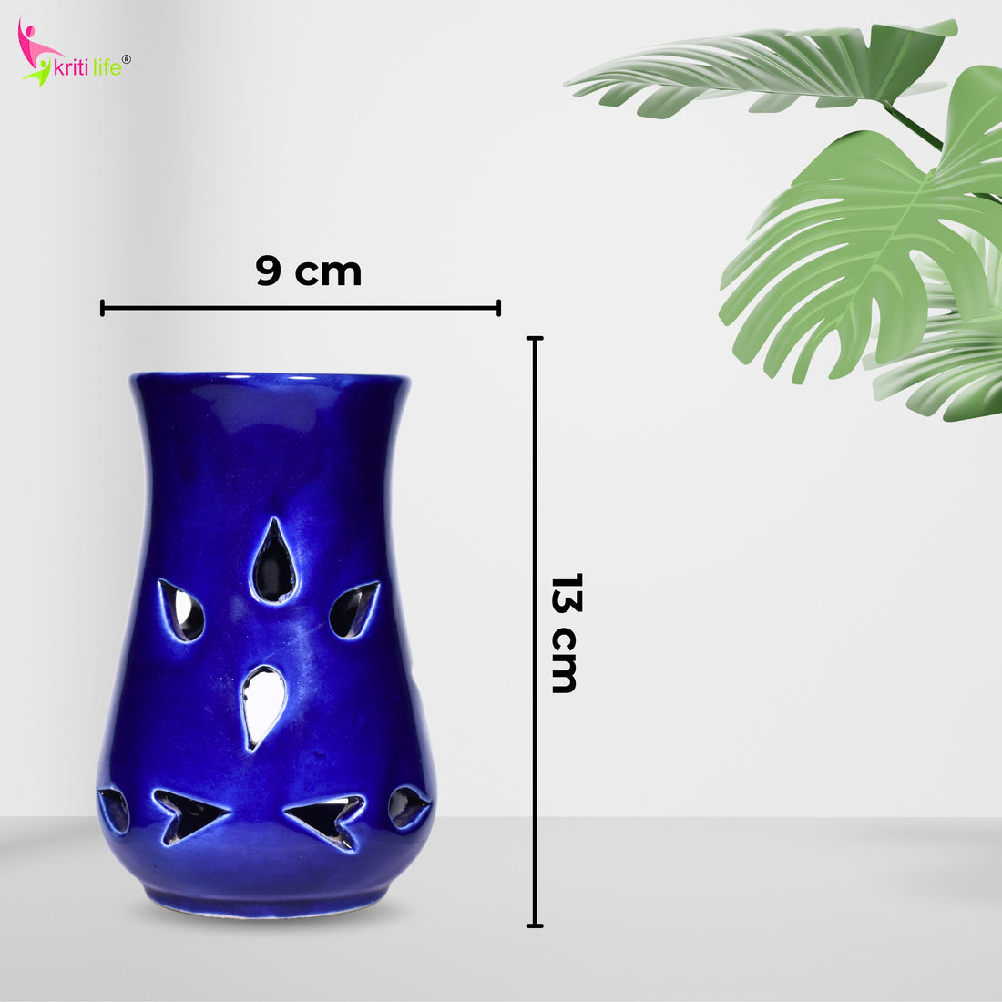 Ceramic Aroma Oil Burner for Camphor & Essential Oils | Blue Fragrance Diffuser-5 inches