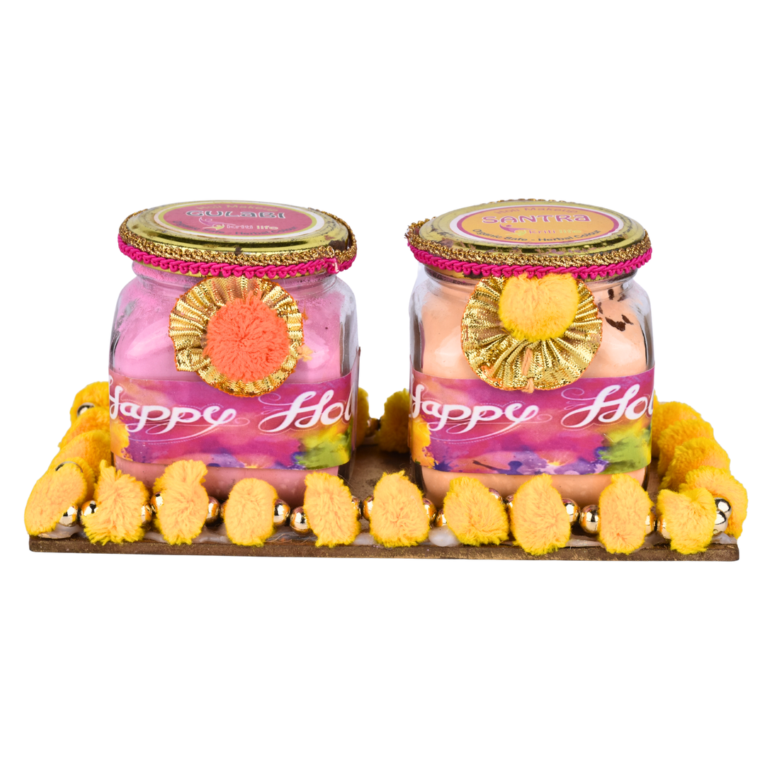 Decorative Holi Gulal Jar Combo – Handcrafted Festive Colour