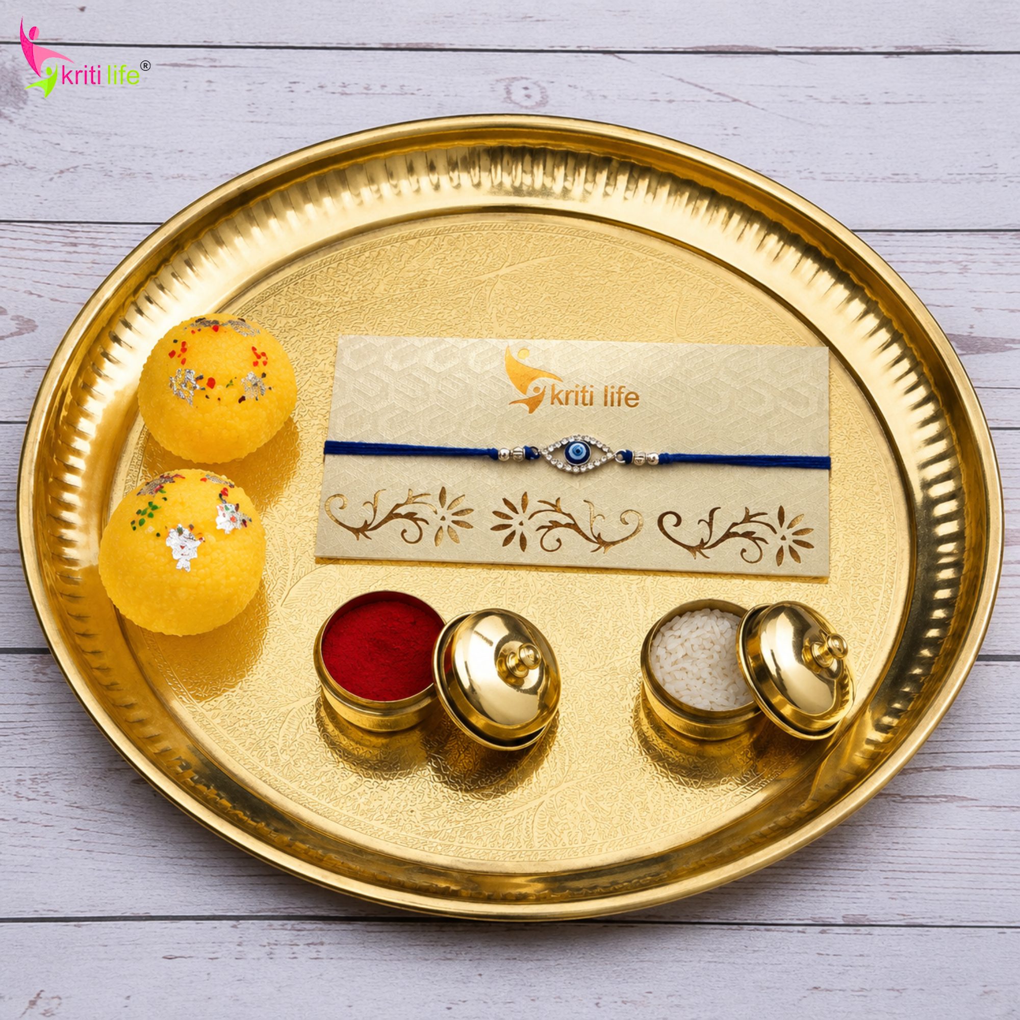Crystal Evil Eye Rakhi | Handmade Protective Rakhi