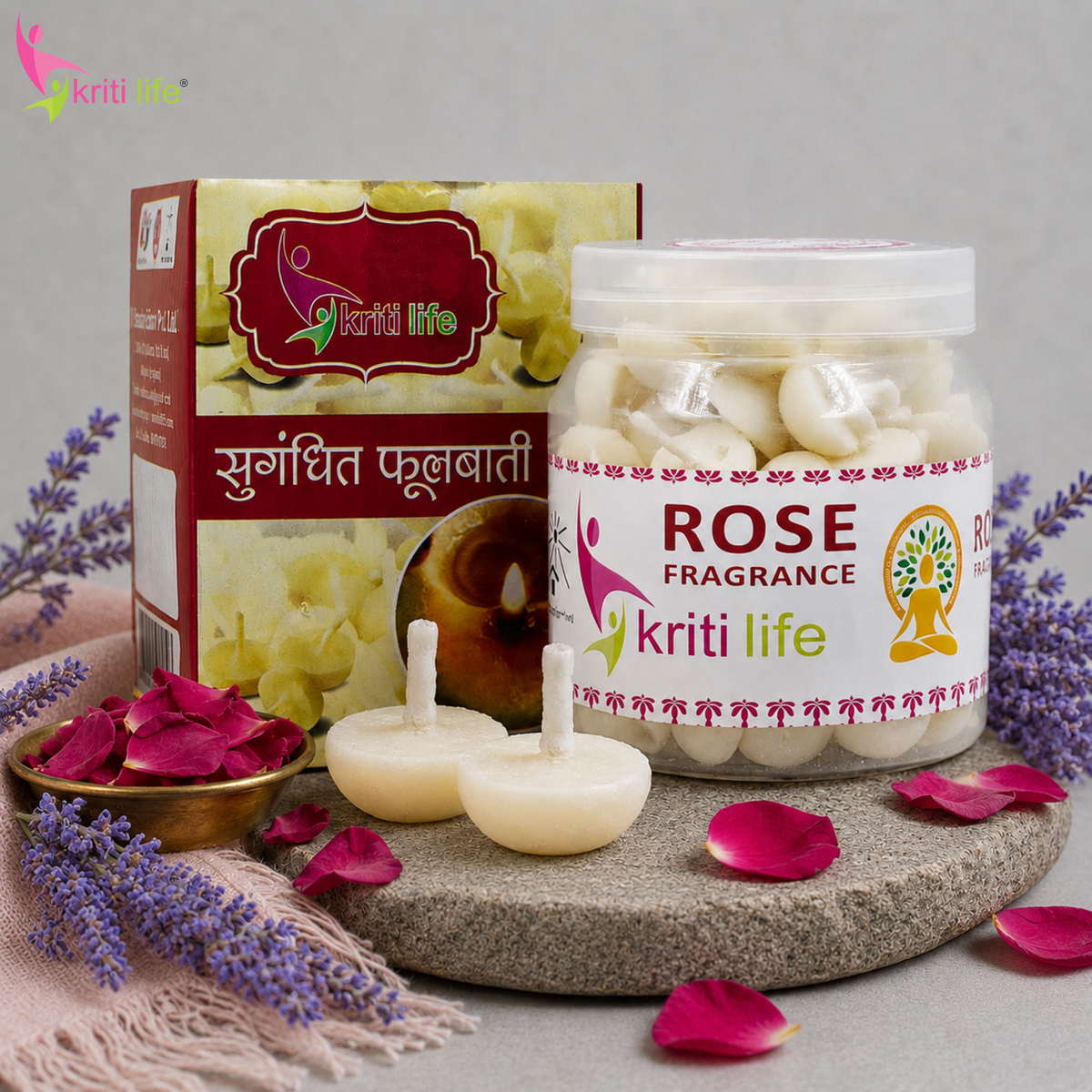 Rose Scented Ghee Jyot Batti - 100 Pcs | Burns upto 20 Minutes