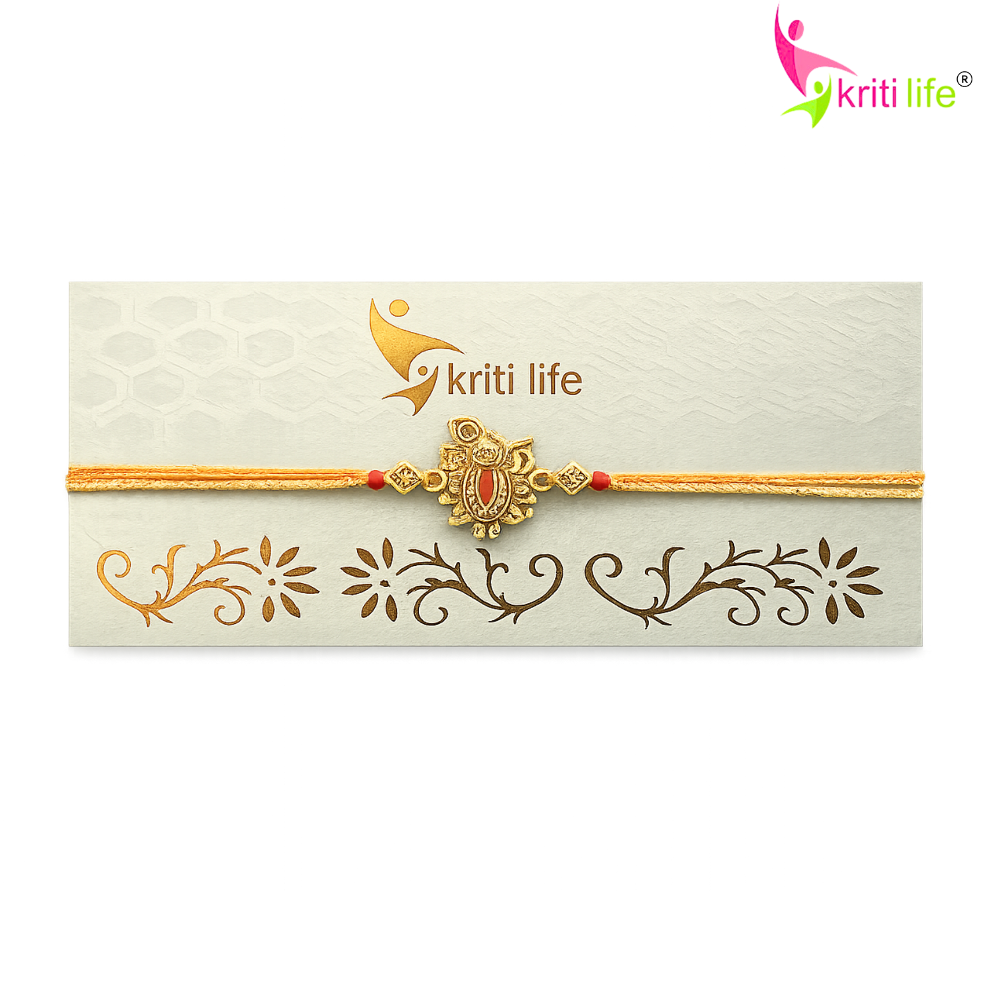 Handmade Shreenath Ji Rakhi with Golden Thread | Traditional Raksha Bandhan Rakhi