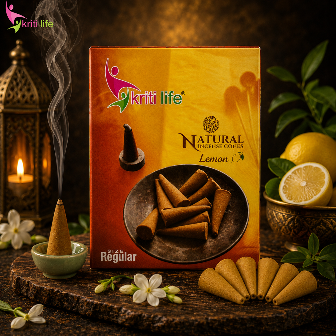 Lemon Incense Cone - 150 Pcs Burn Time 20 Minutes