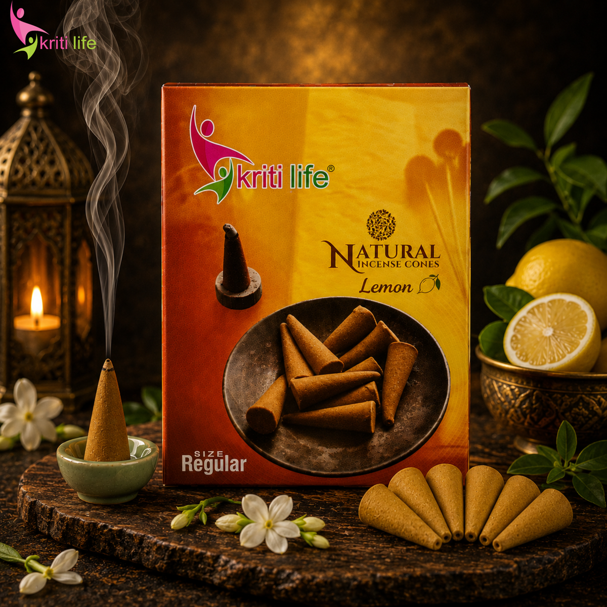 Lemon Incense Cone - 150 Pcs Burn Time 20 Minutes