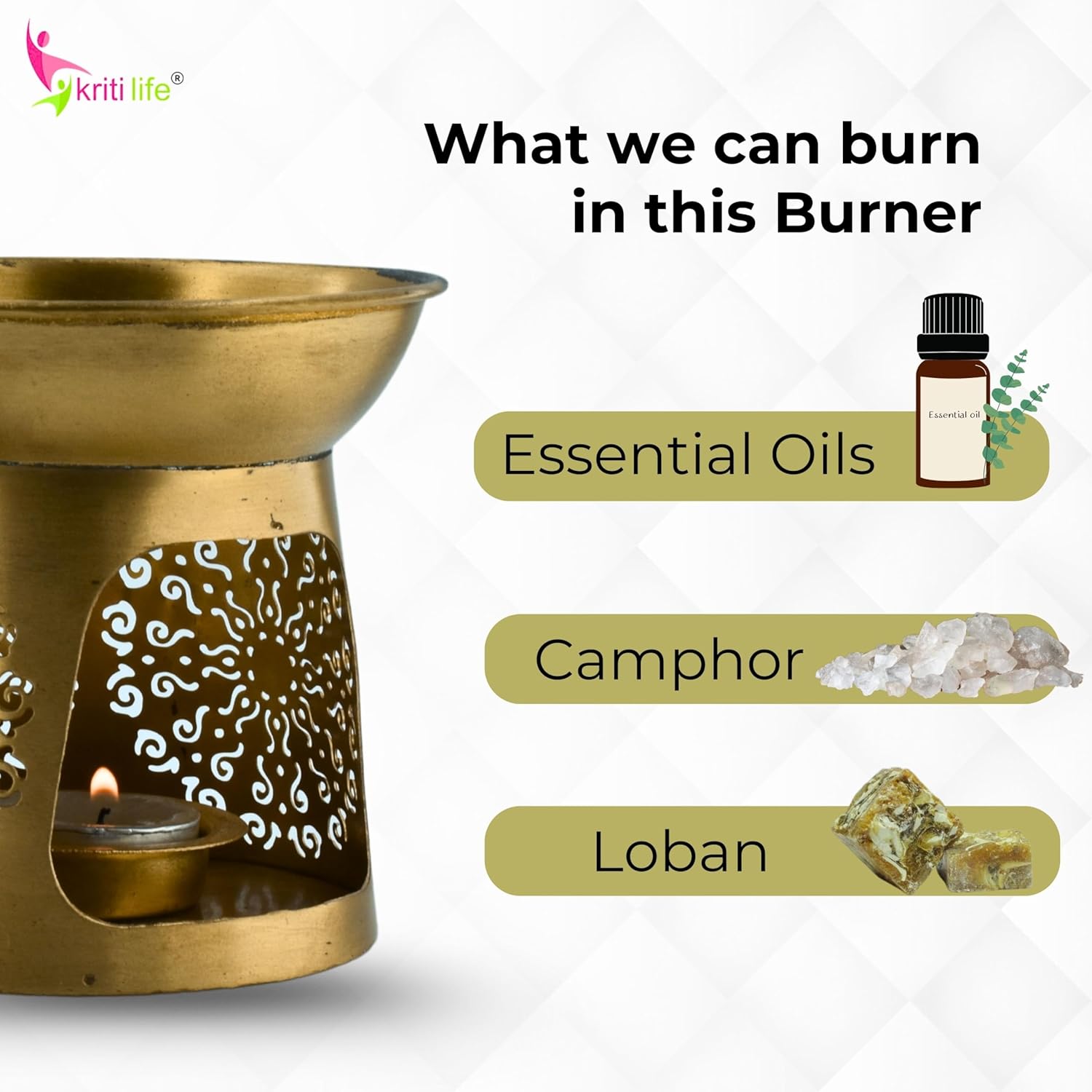 Brass Loban, Camphor, Aroma Oil and Bakhoor Burner