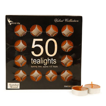 Sandalwood Scented Tealight Candles 4.5 Hour Set of 50 Pcs