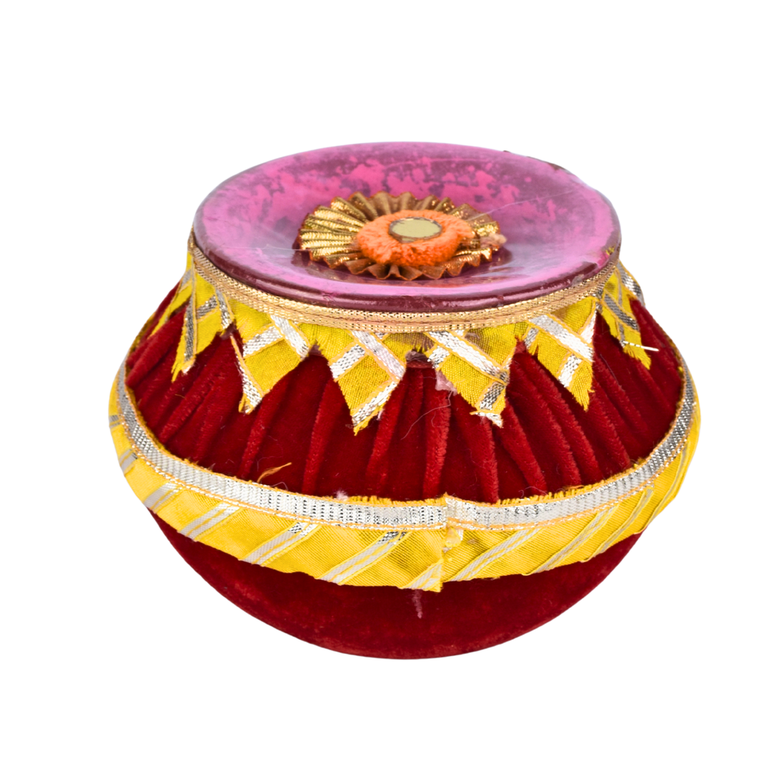 Premium Holi Gulal Fabric Matki – Handcrafted Velvet Finish