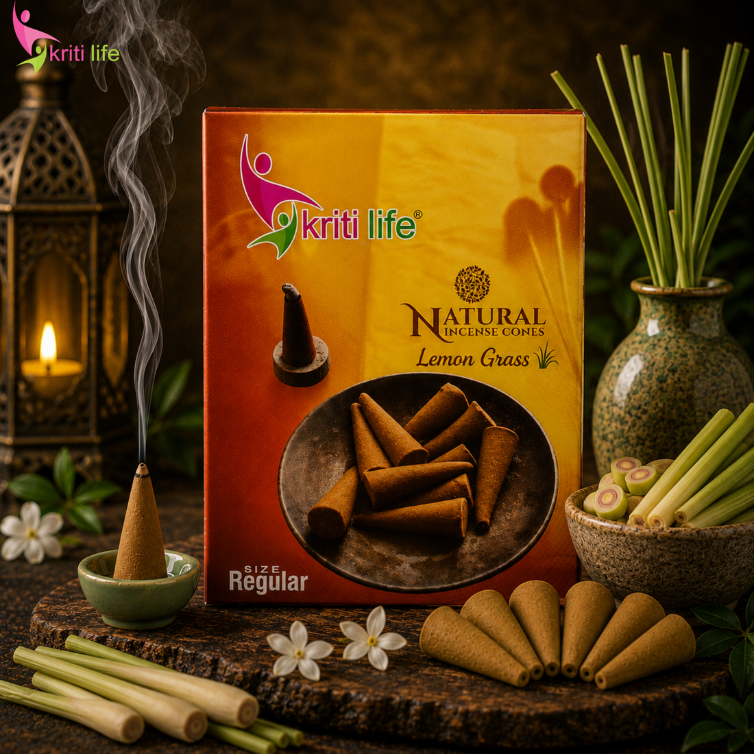 Lemon Grass Incense Cone - 150 Pcs Burn Time 20 Minutes