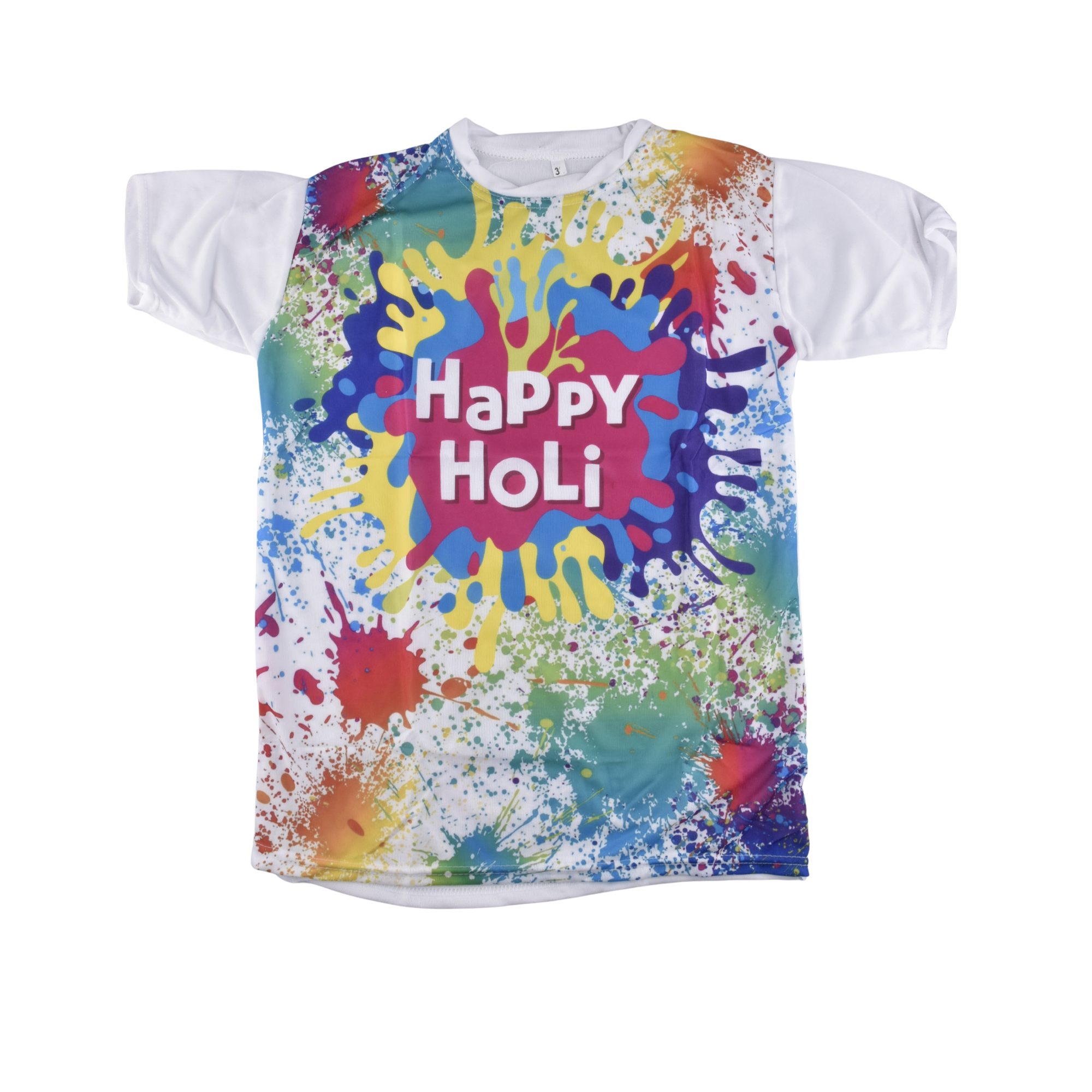 Kids Holi Special Printed T-Shirt – Happy Holi Colour Splash Design