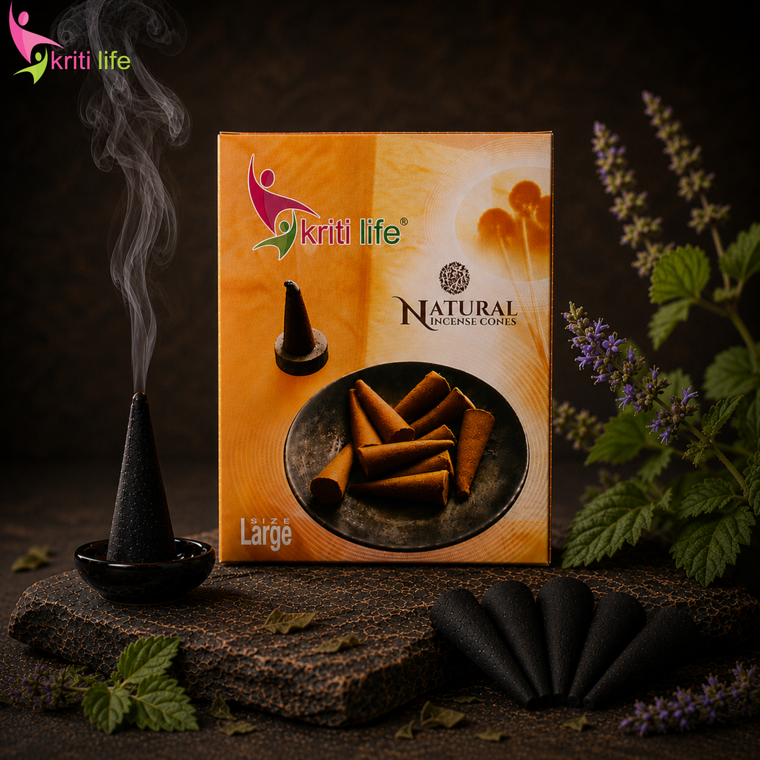 Patchouli Incense Cone - 60 Pcs Burn Time 40 Minutes