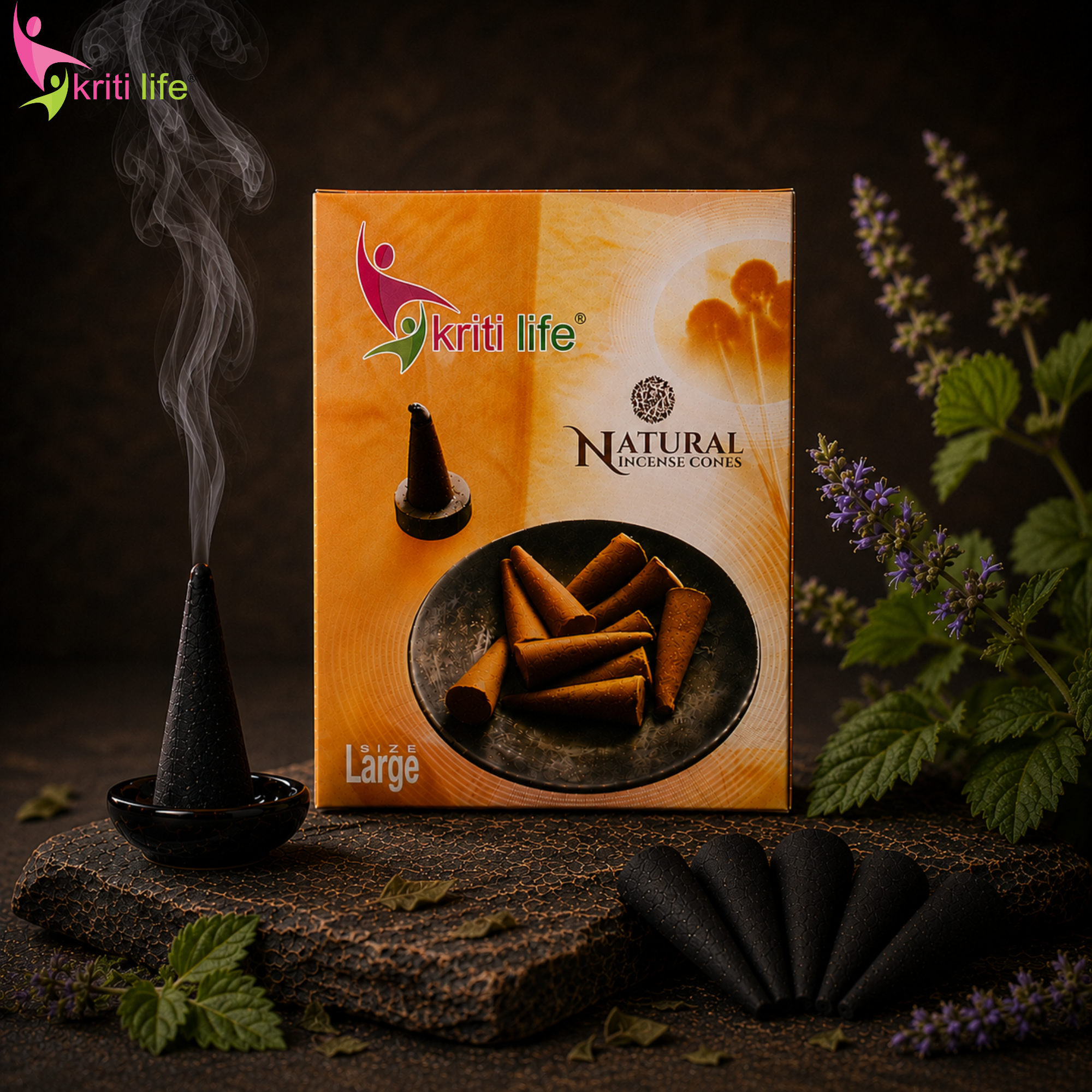 Patchouli Incense Cone - 60 Pcs Burn Time 40 Minutes