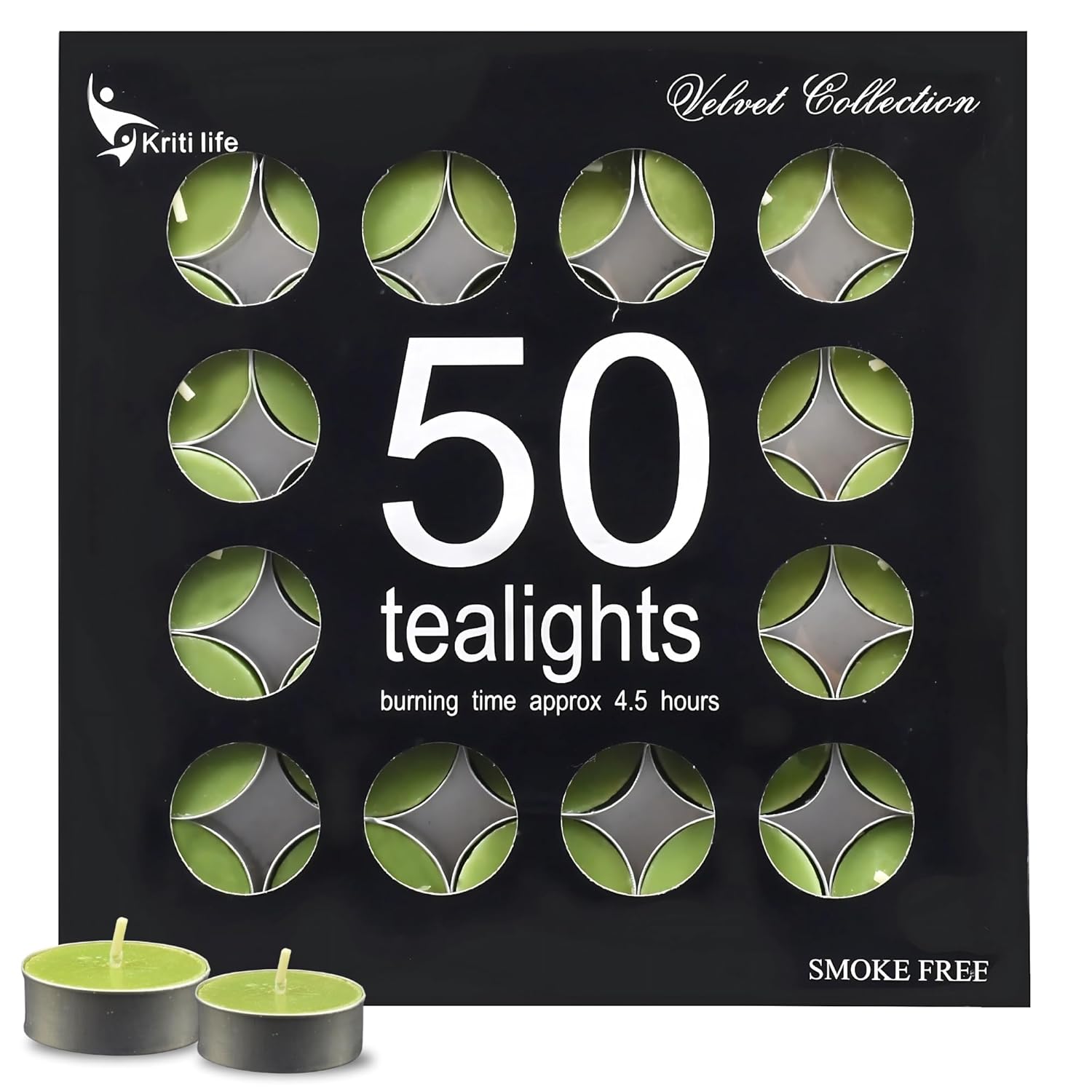Green Apple Scented Tealight Candles 4.5 Hour Set of 50 Pcs