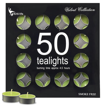 Green Apple Scented Tealight Candles 4.5 Hour Set of 50 Pcs