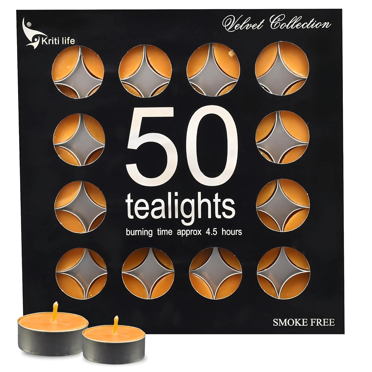 Orange Scented Tealight Candles 4.5 Hour Set of 50 Pcs