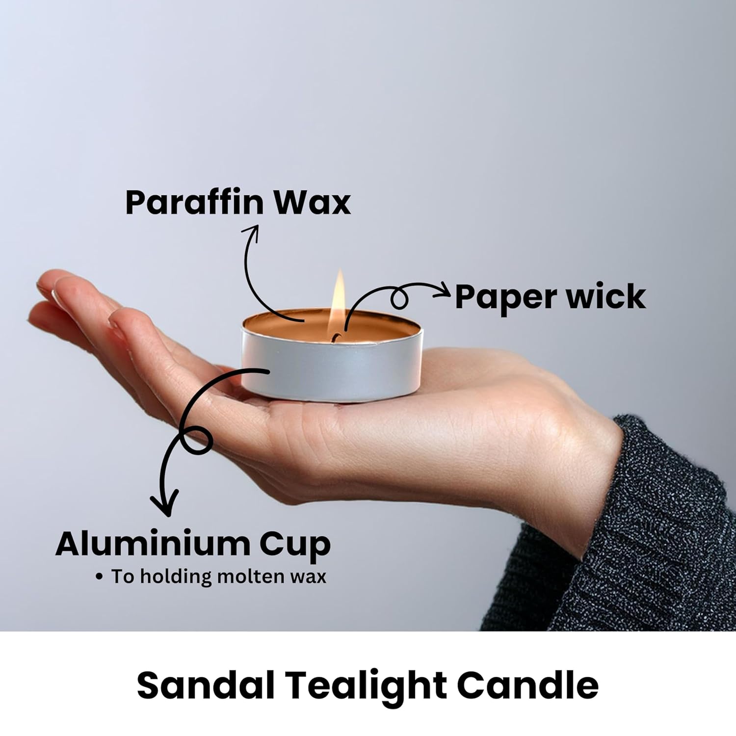 Sandalwood Scented Tealight Candles 4.5 Hour Set of 50 Pcs